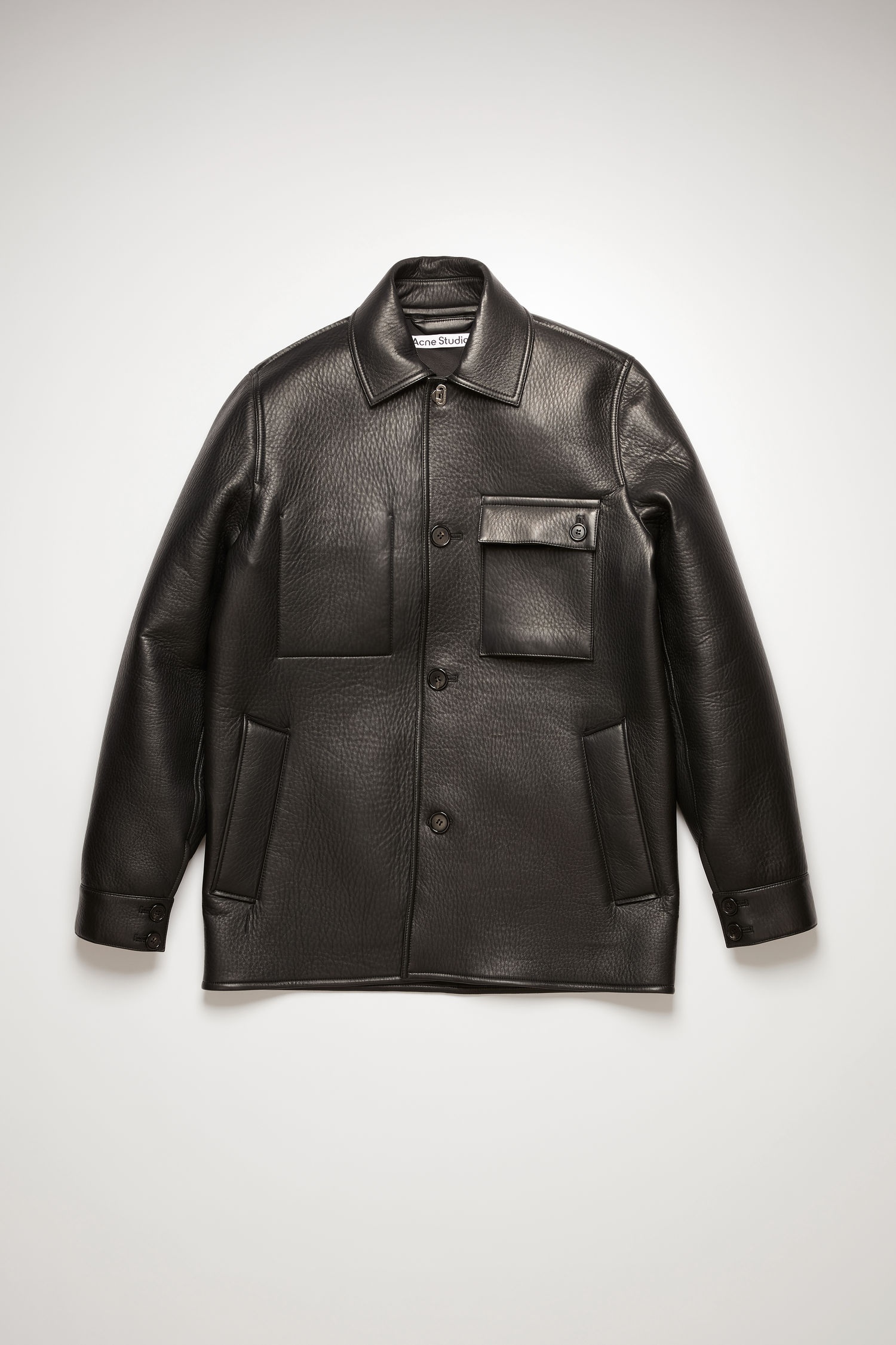 Leather chore jacket black - 1