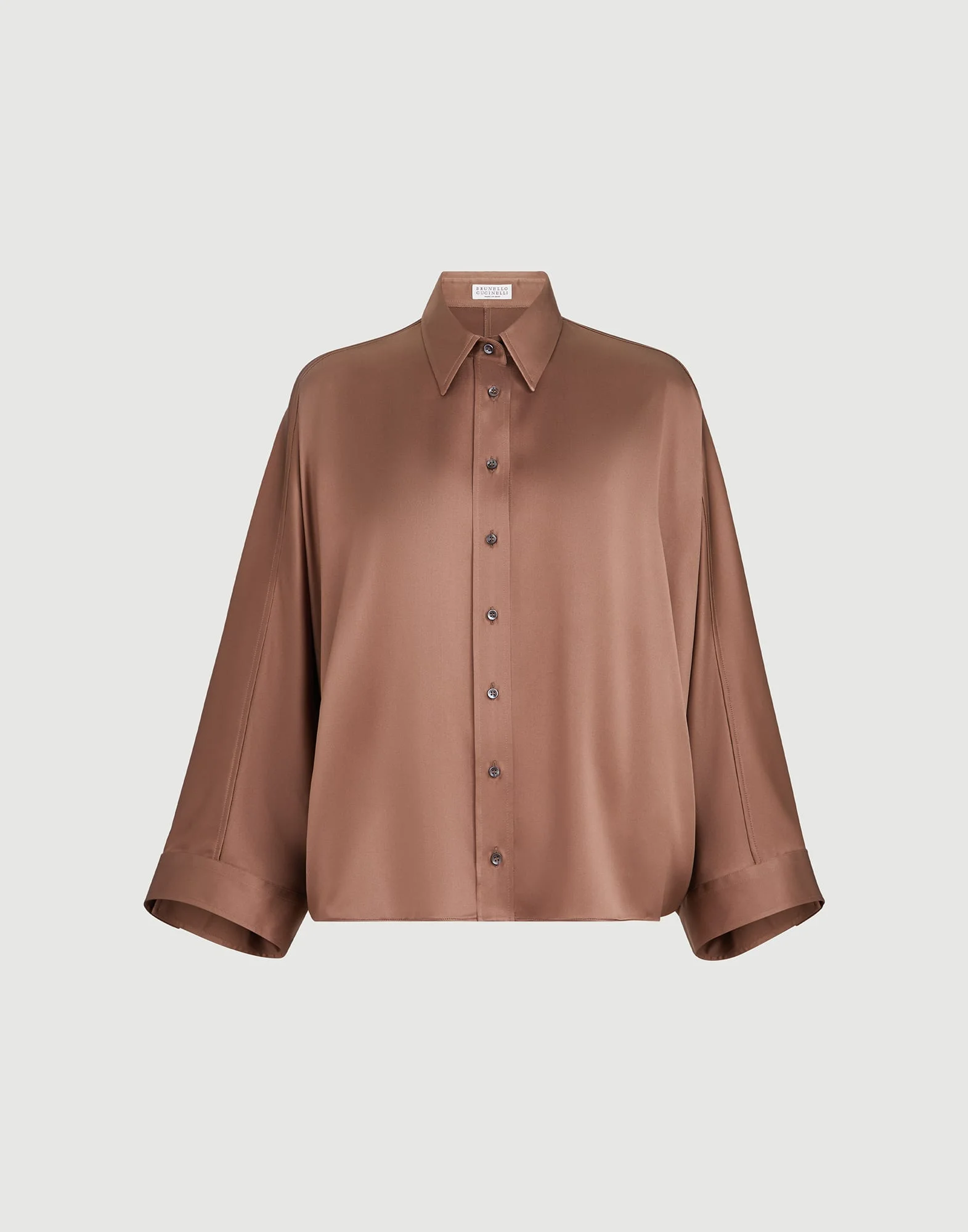 Stretch silk satin shirt with monili - 1