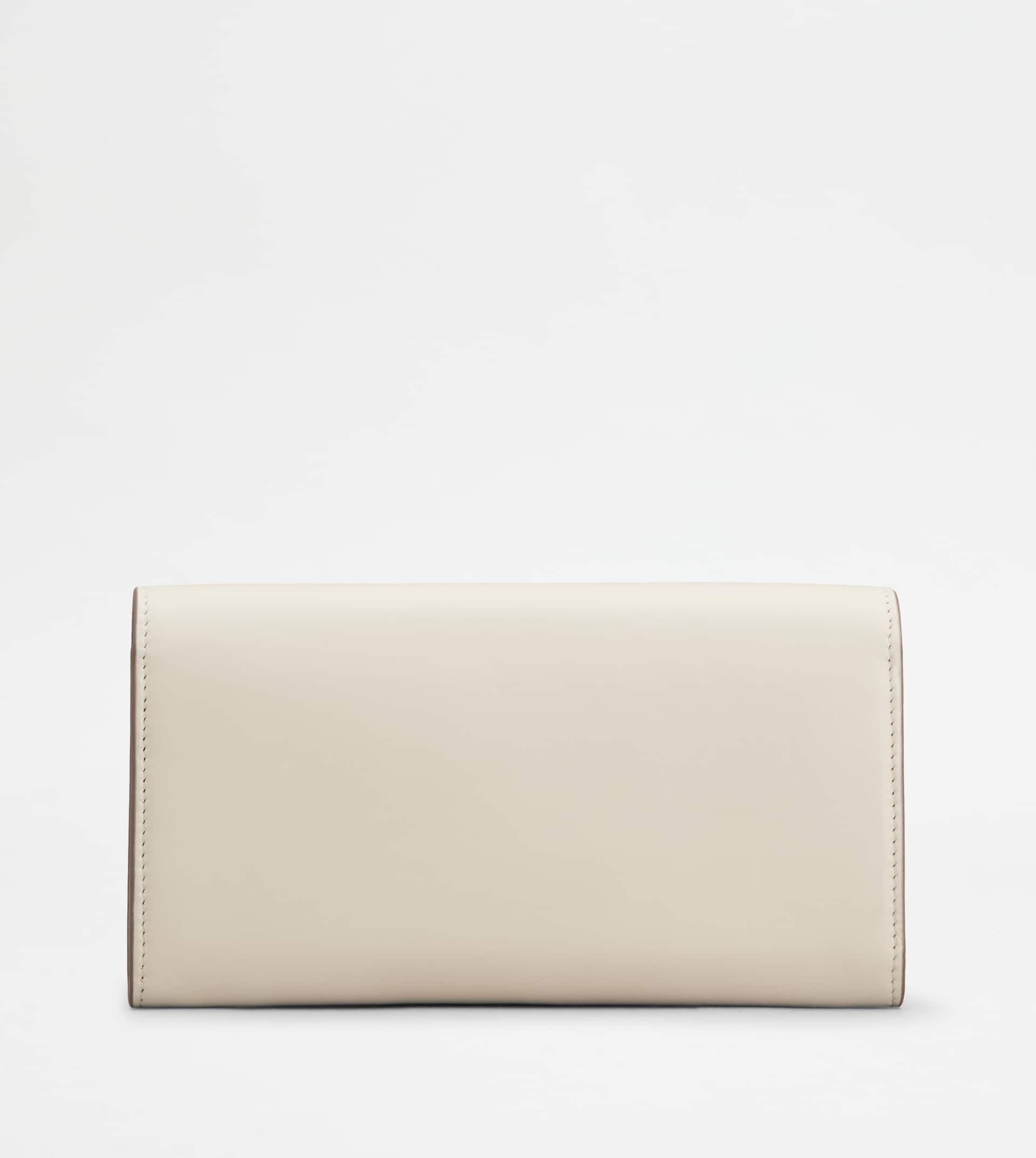WALLET IN LEATHER WITH SHOULDER STRAP - WHITE - 3