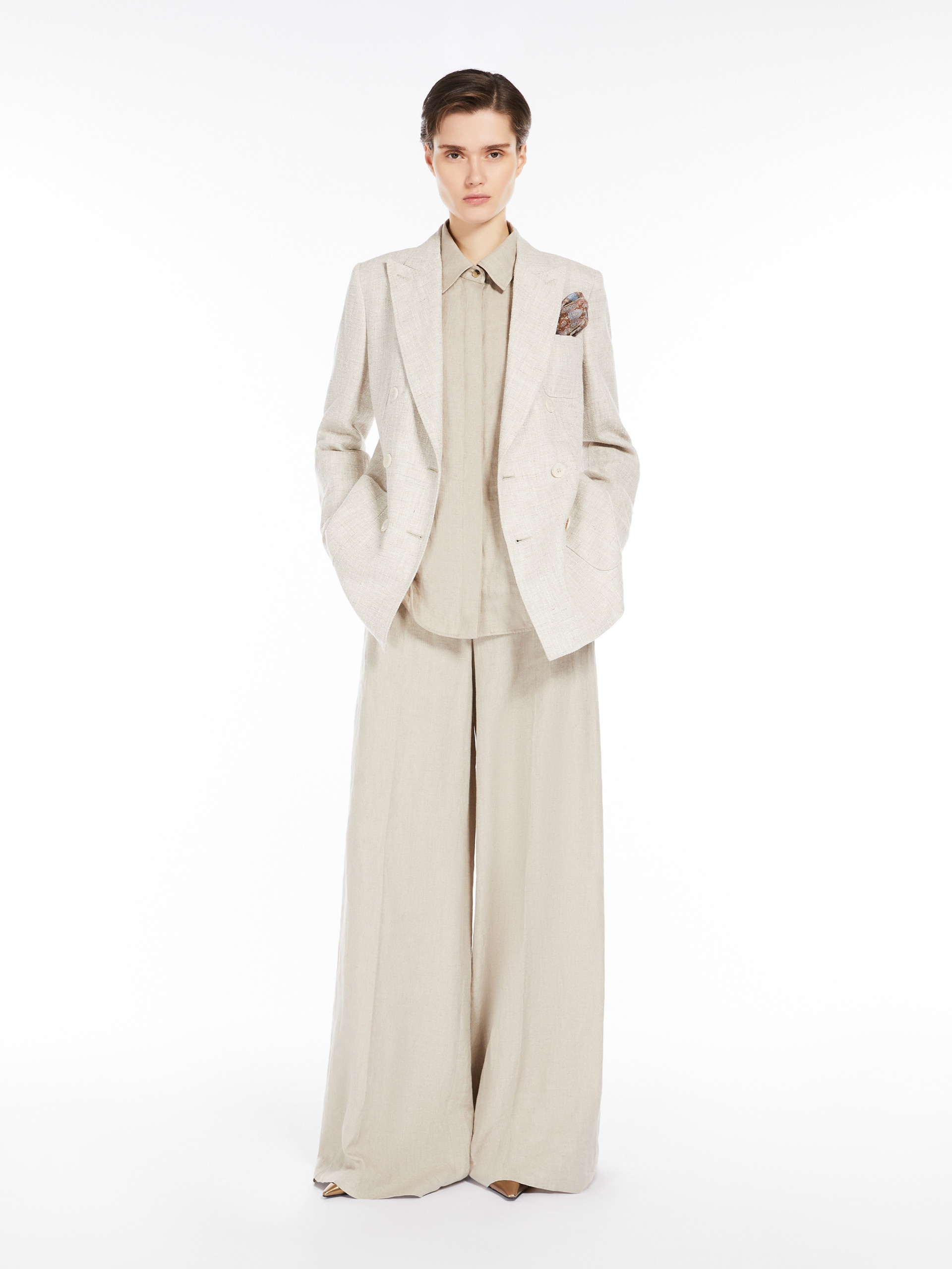 TARGA Double-breasted blazer in wool, linen and silk frisé - 2