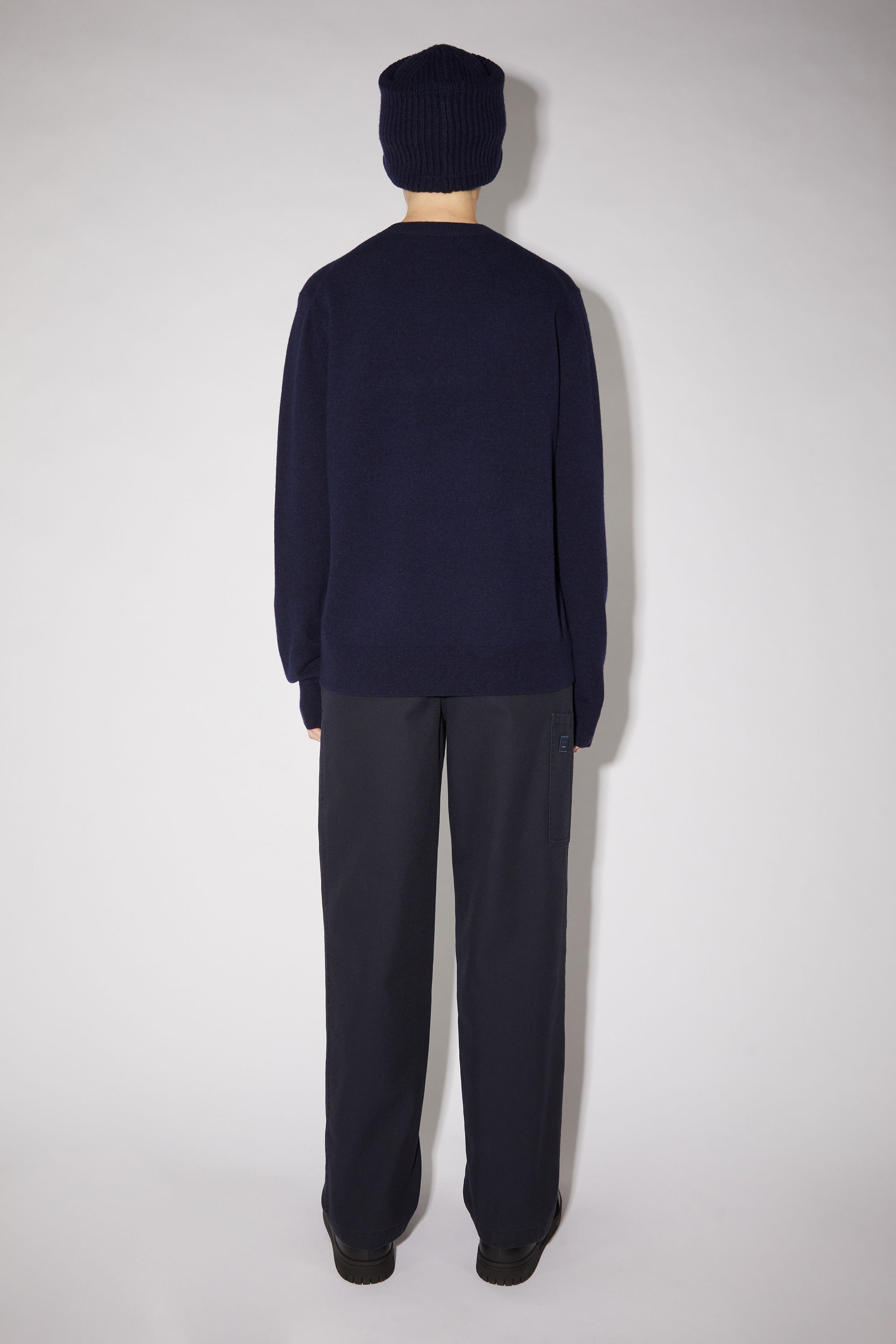 Wool crew neck sweater - Navy - 3