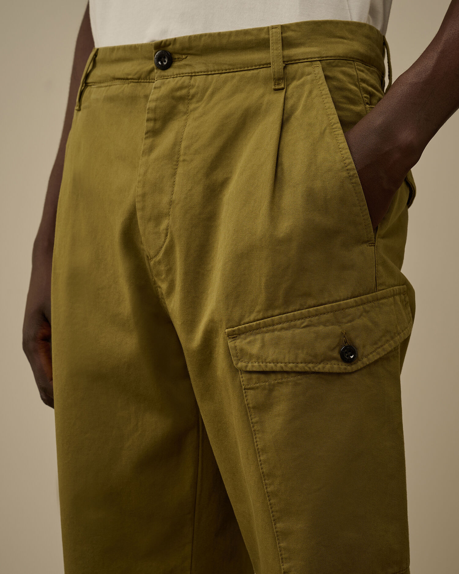 Cotton Gabardine Loose Cargo Pants - 5