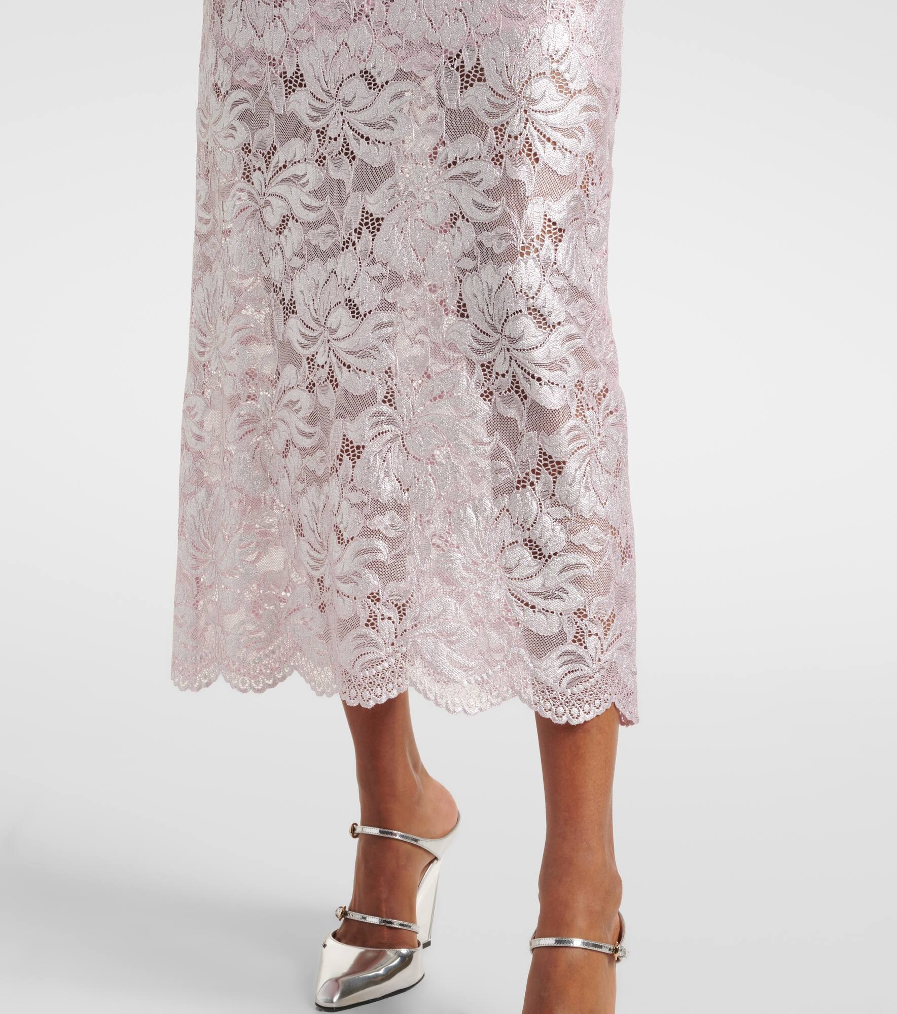 Floral lace midi skirt - 5