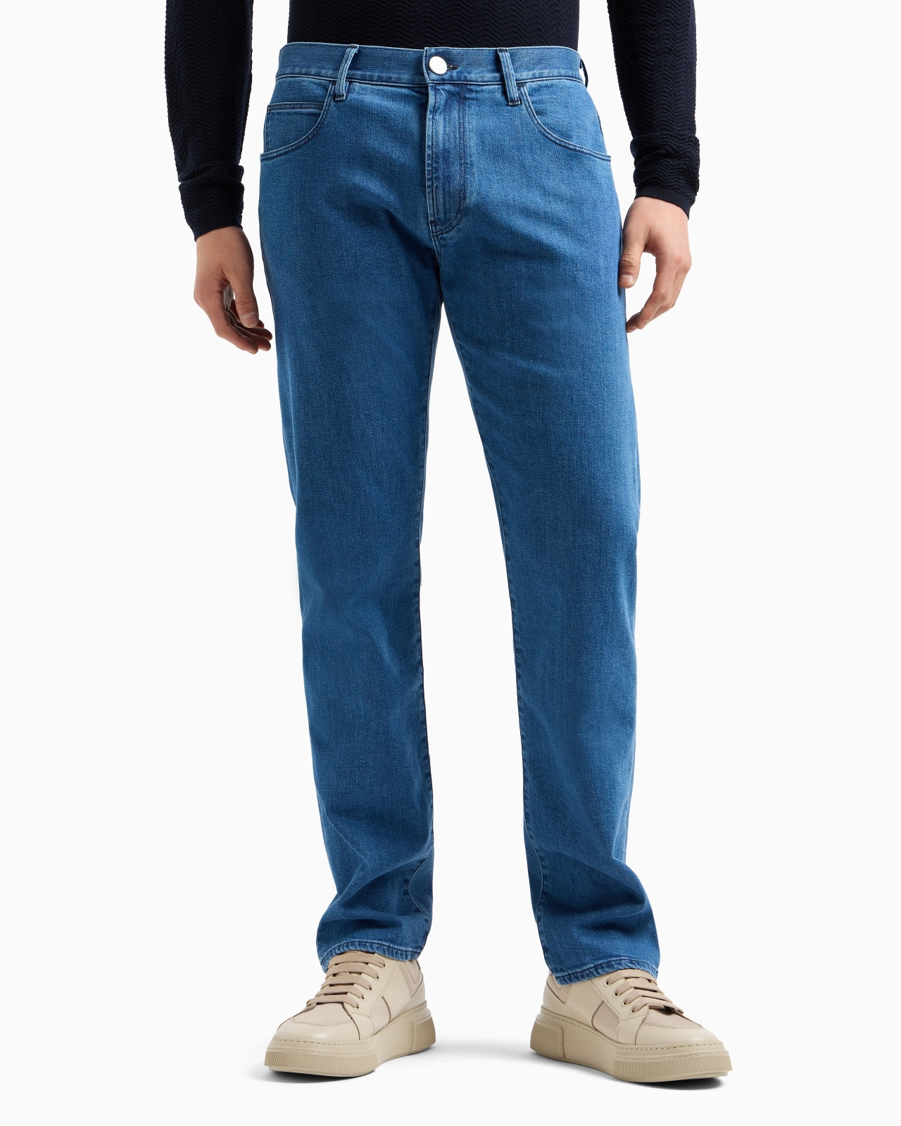 FIVE-POCKET, REGULAR-FIT, STRETCH COTTON-DENIM TROUSERS - 4