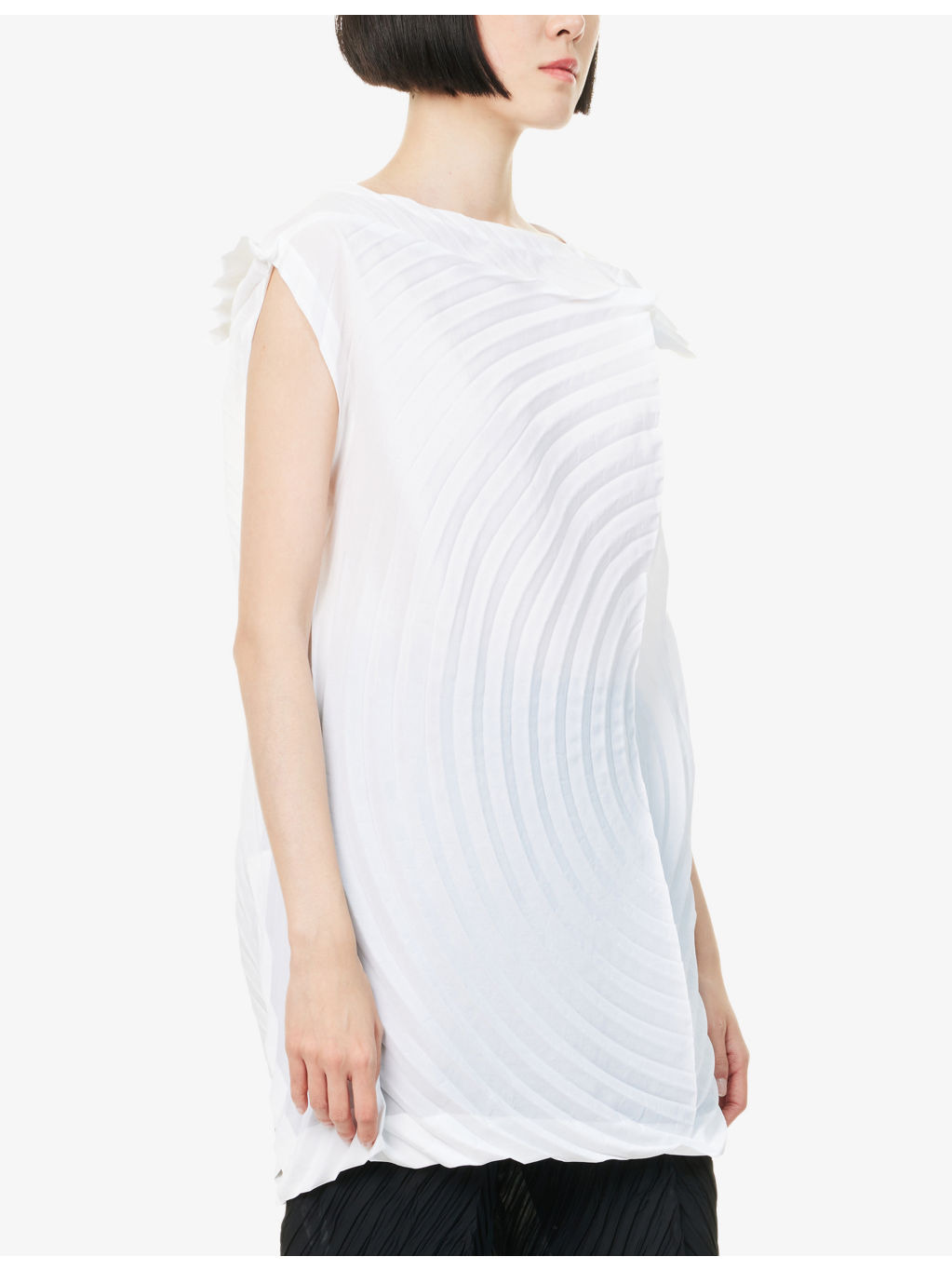 Paper Bag Pleats Knitted Midi Dress - 3