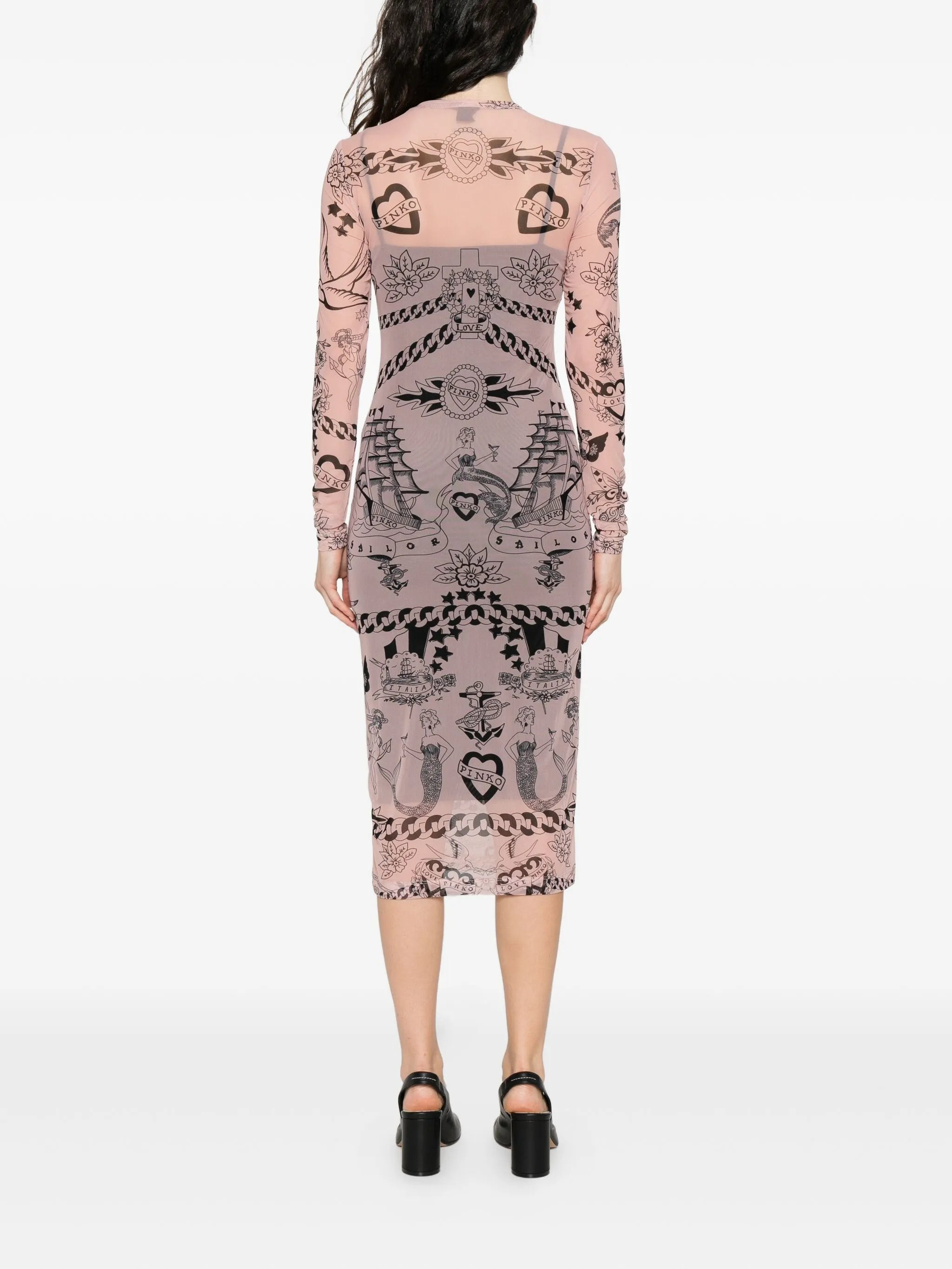 Pinko Printed Mesh Midi Dress - 5