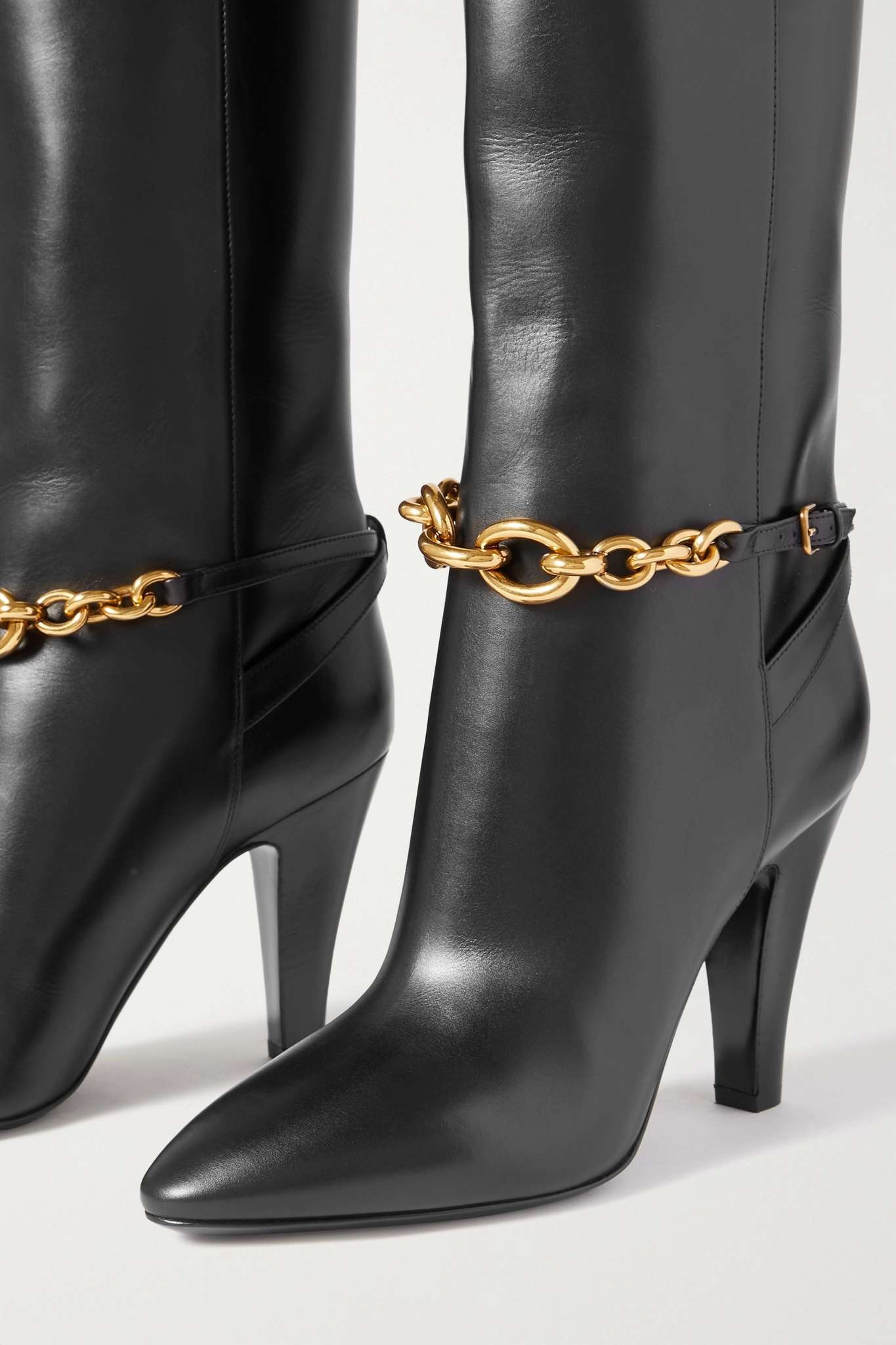 Le Maillon chain-embellished leather knee boots - 4