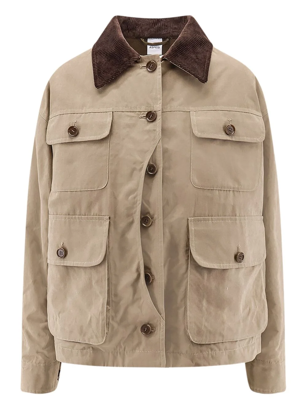 corduroy-collar flap-pocket jacket - 1