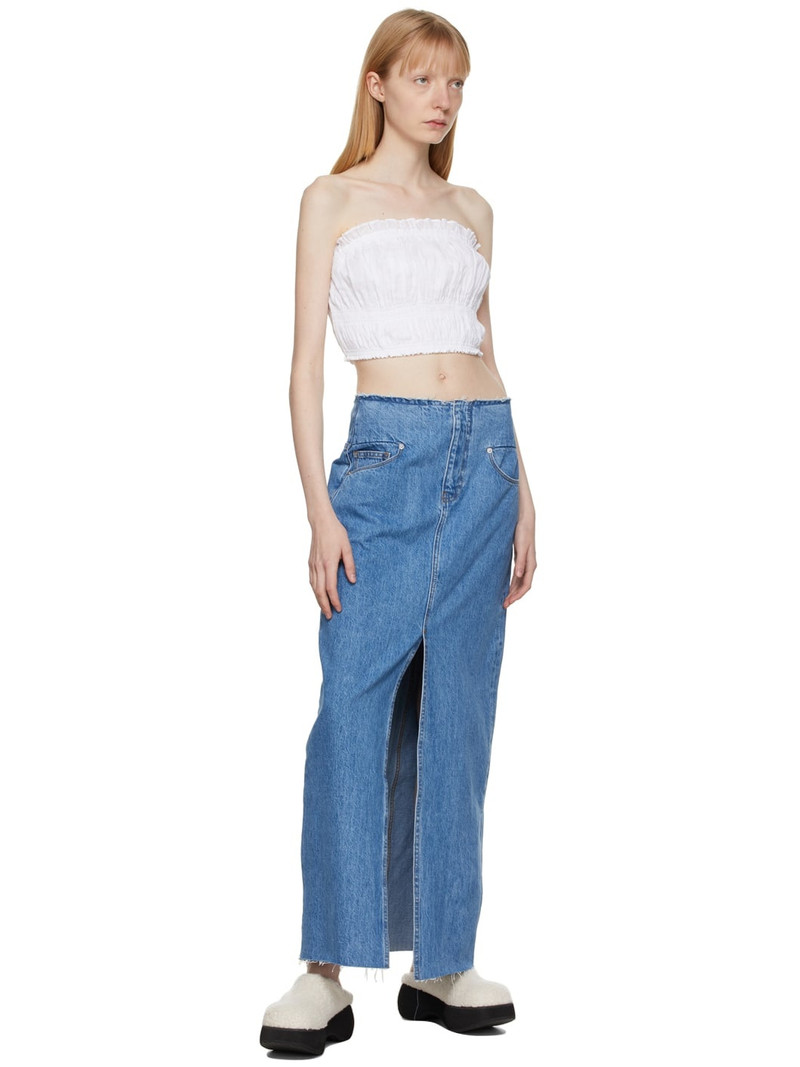 FRAME White Smocked Strapless Tank Top outlook