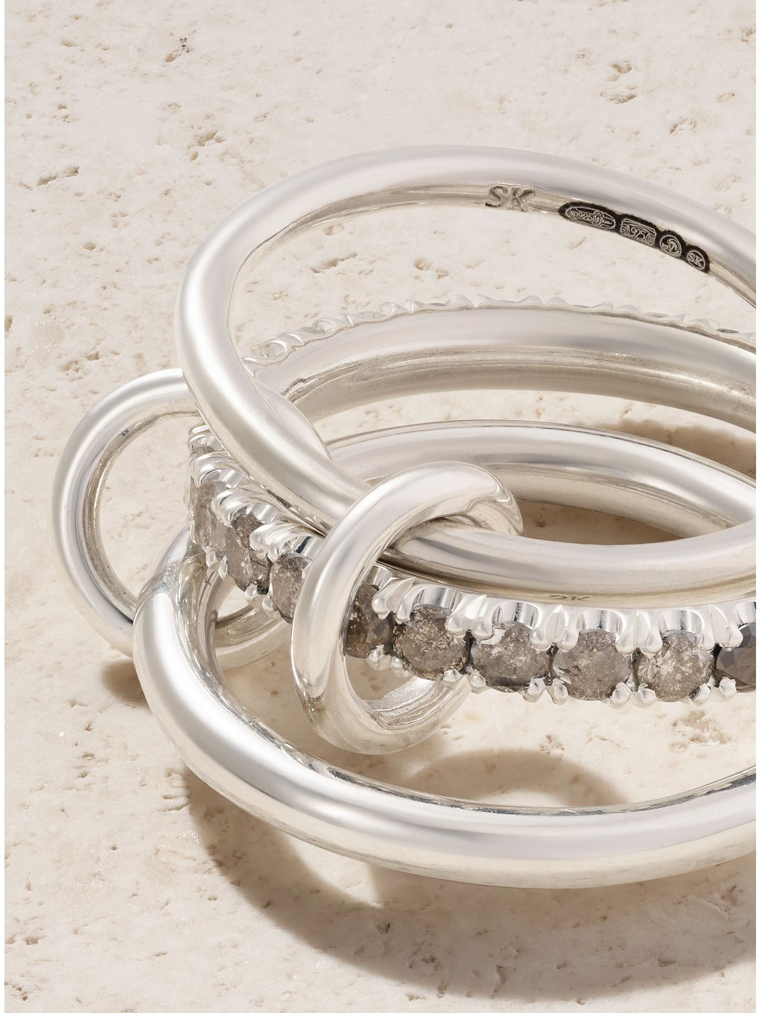 Petunia sterling silver diamond ring Silver - 4