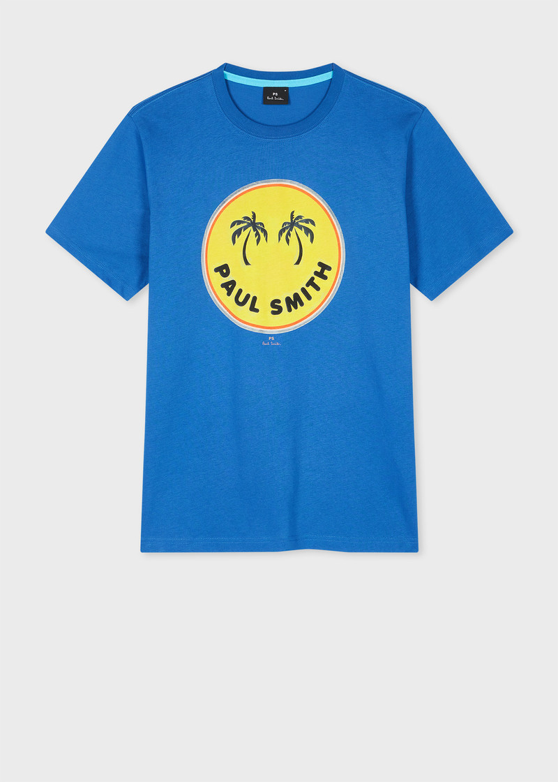 Blue 'Palm Trees' Print T-Shirt 1