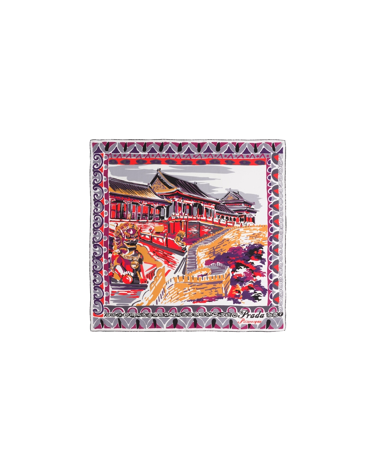 Pittoresque Beijing printed 90 silk foulard - 3