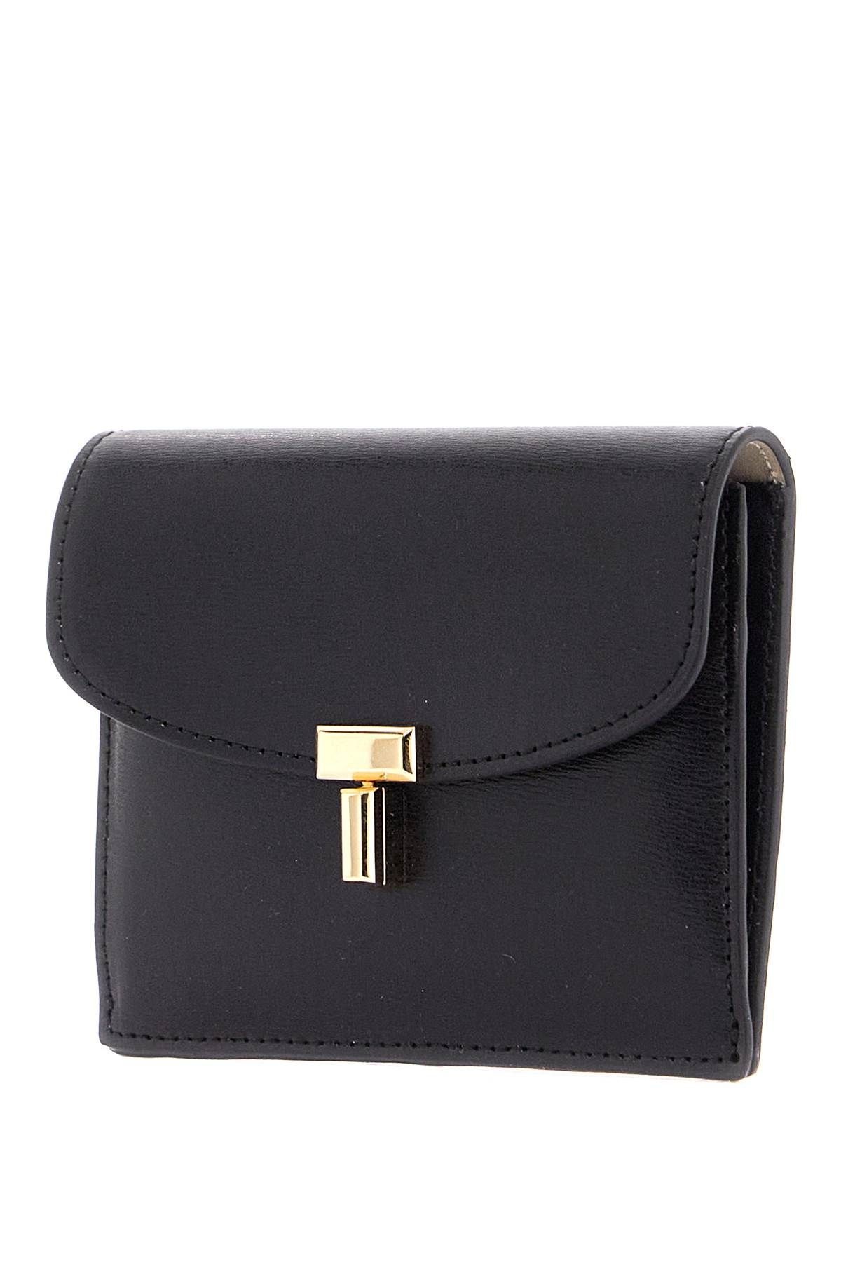 Totême COMPACT T-LOCK BLACK GLOSSY LEATHER CREDIT CARD