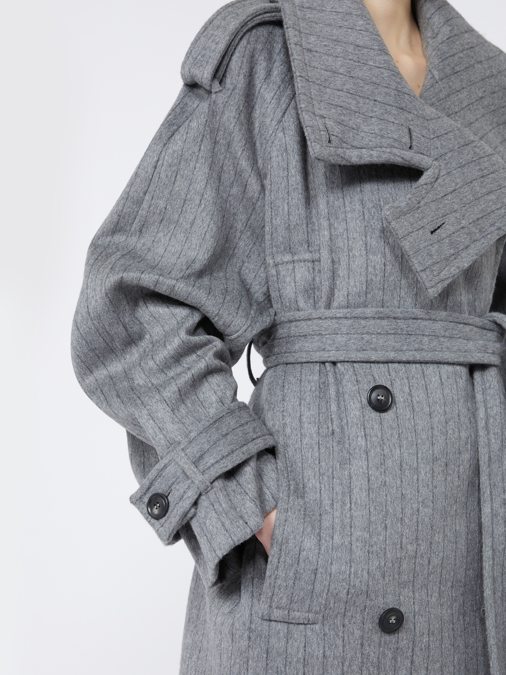 AROLD1234 Pinstriped trench coat in pure wool - RUNWAY - 5