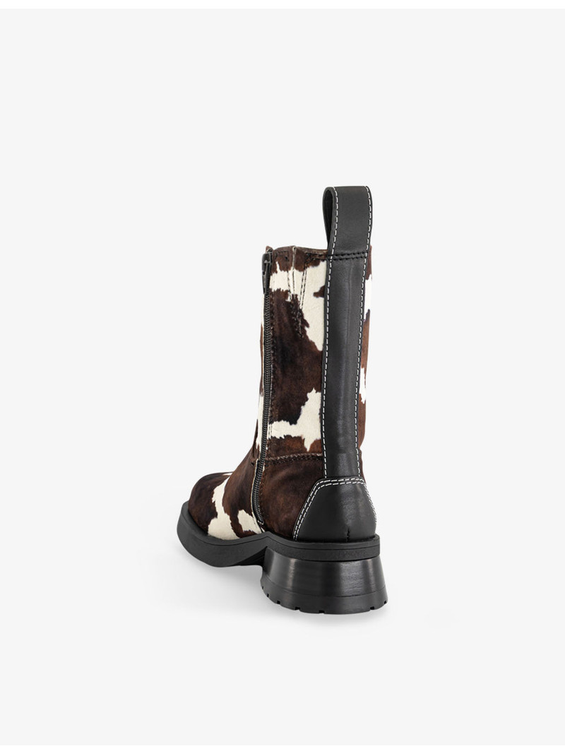 MIISTA Yolanda Cow-Print Vegan-Suede Ankle Boots outlook