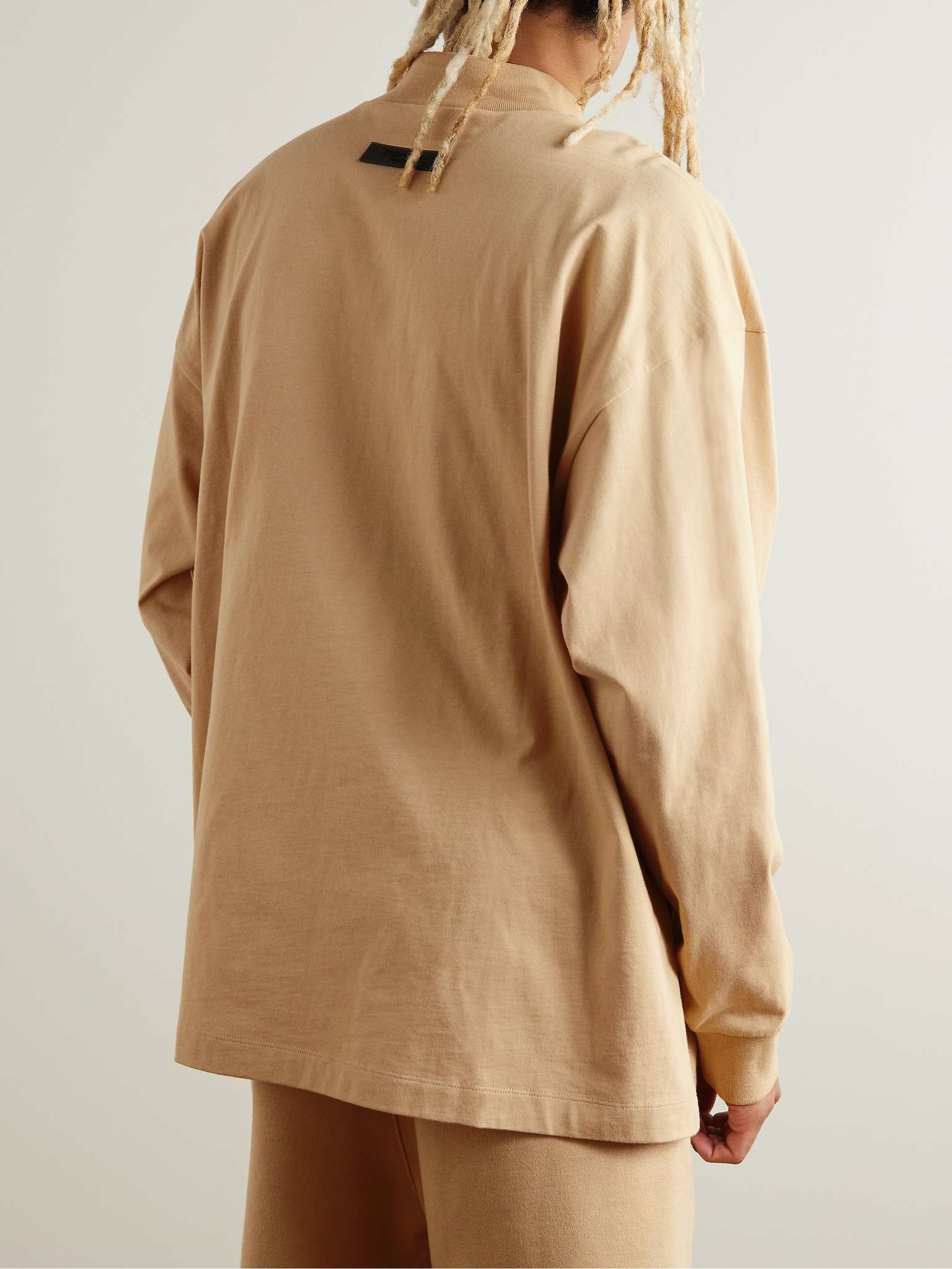 Logo-Appliquéd Cotton-Jersey Mock-Neck T-Shirt - 4