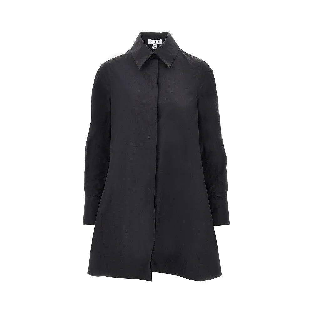 Alaia Poplin A-line Mini Dress Black - 1