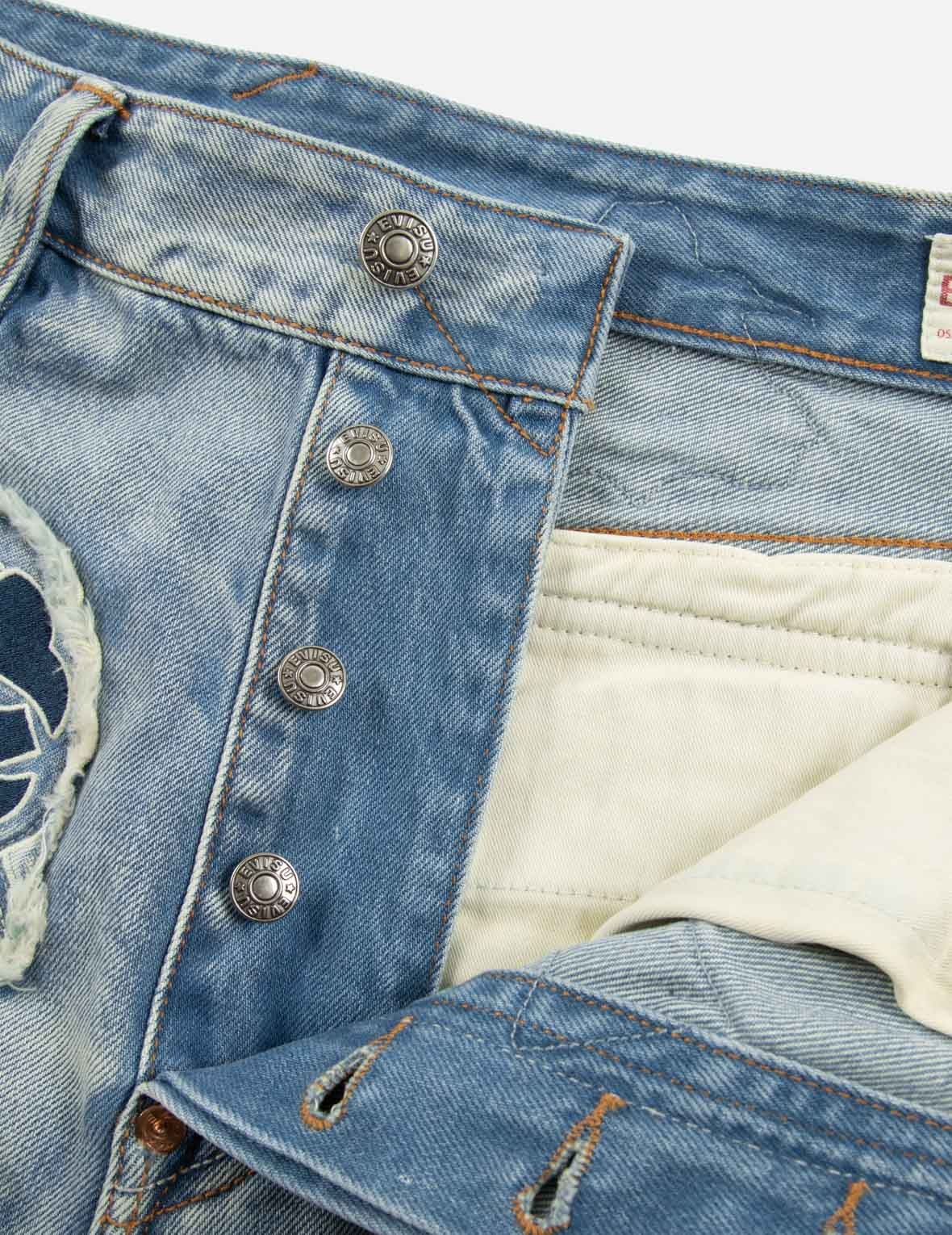 MULTIPLE BADGES DECONSTRUCTED RELAX FIT JEANS - 10