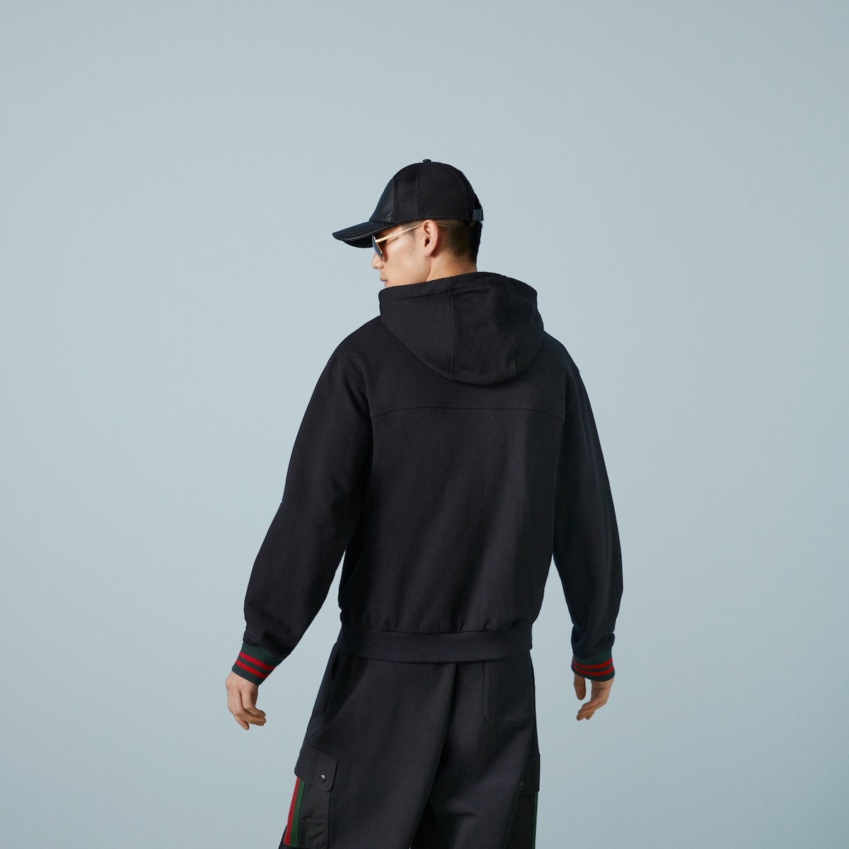Cotton jersey hooded jacket with Web - 6