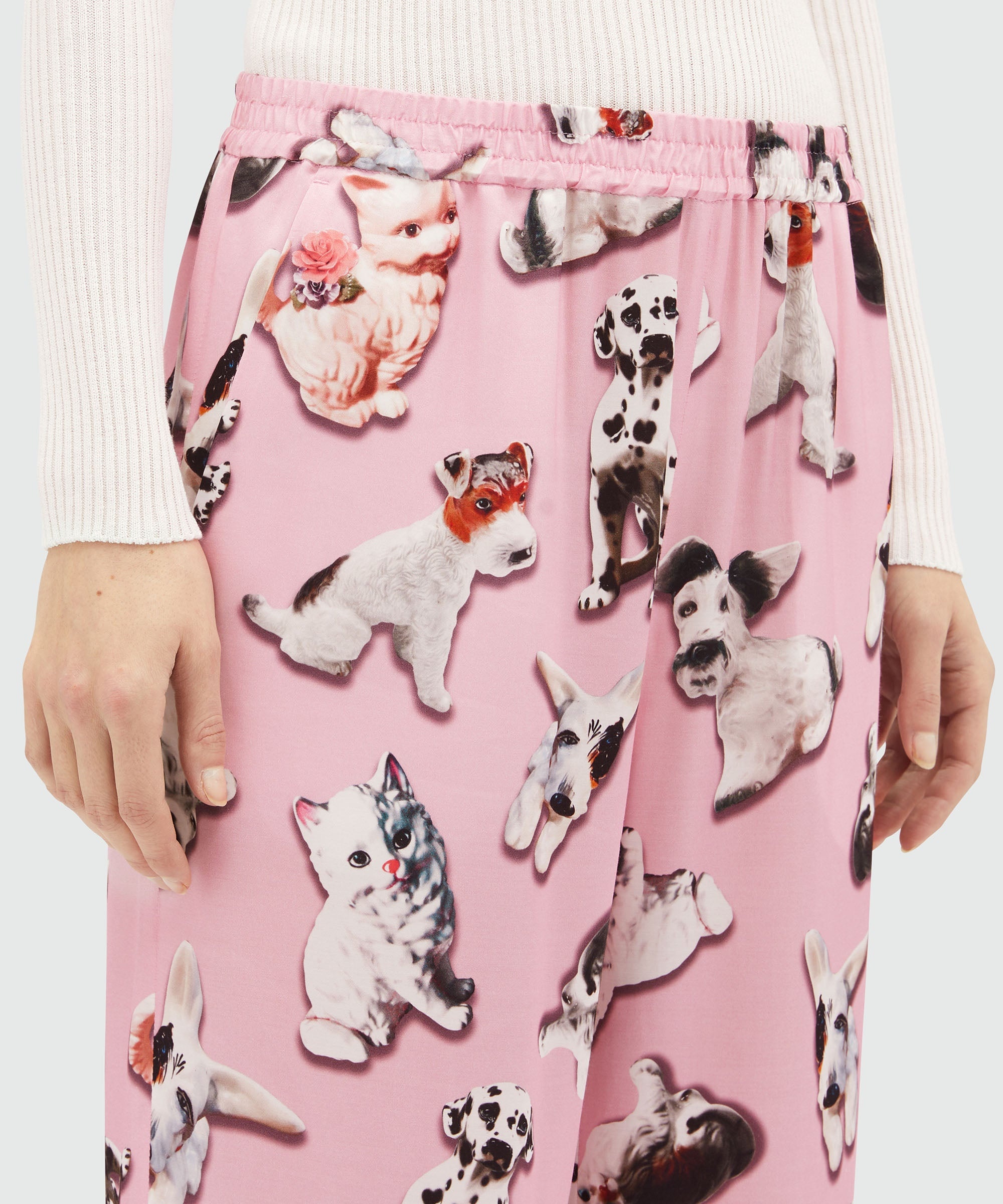 Straight pants with "Ceramic Puppies" motif - 5