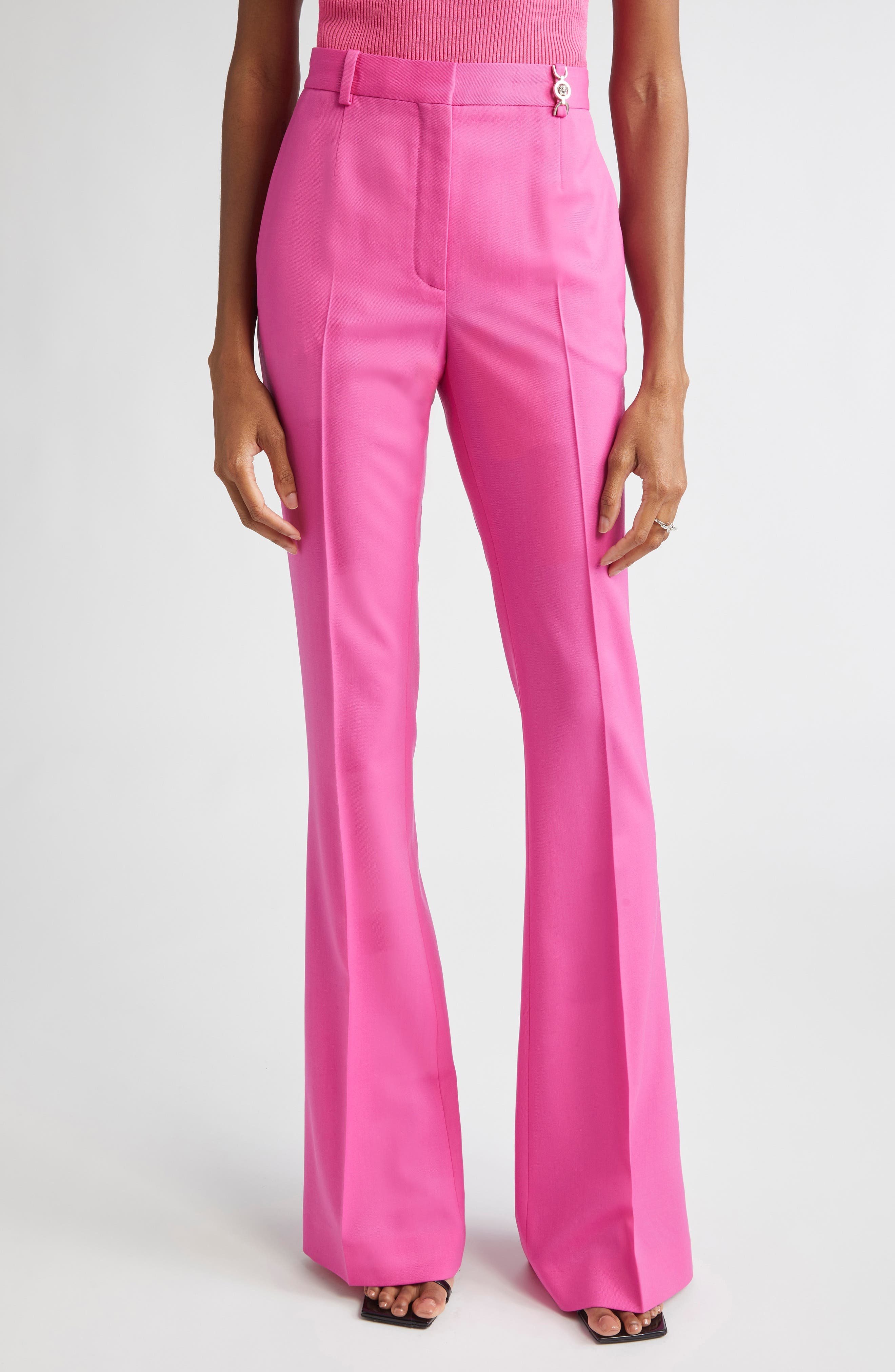 Versace Stretch Wool Gabardine Flare Pants in Dragon Fruit at Nordstrom - 1