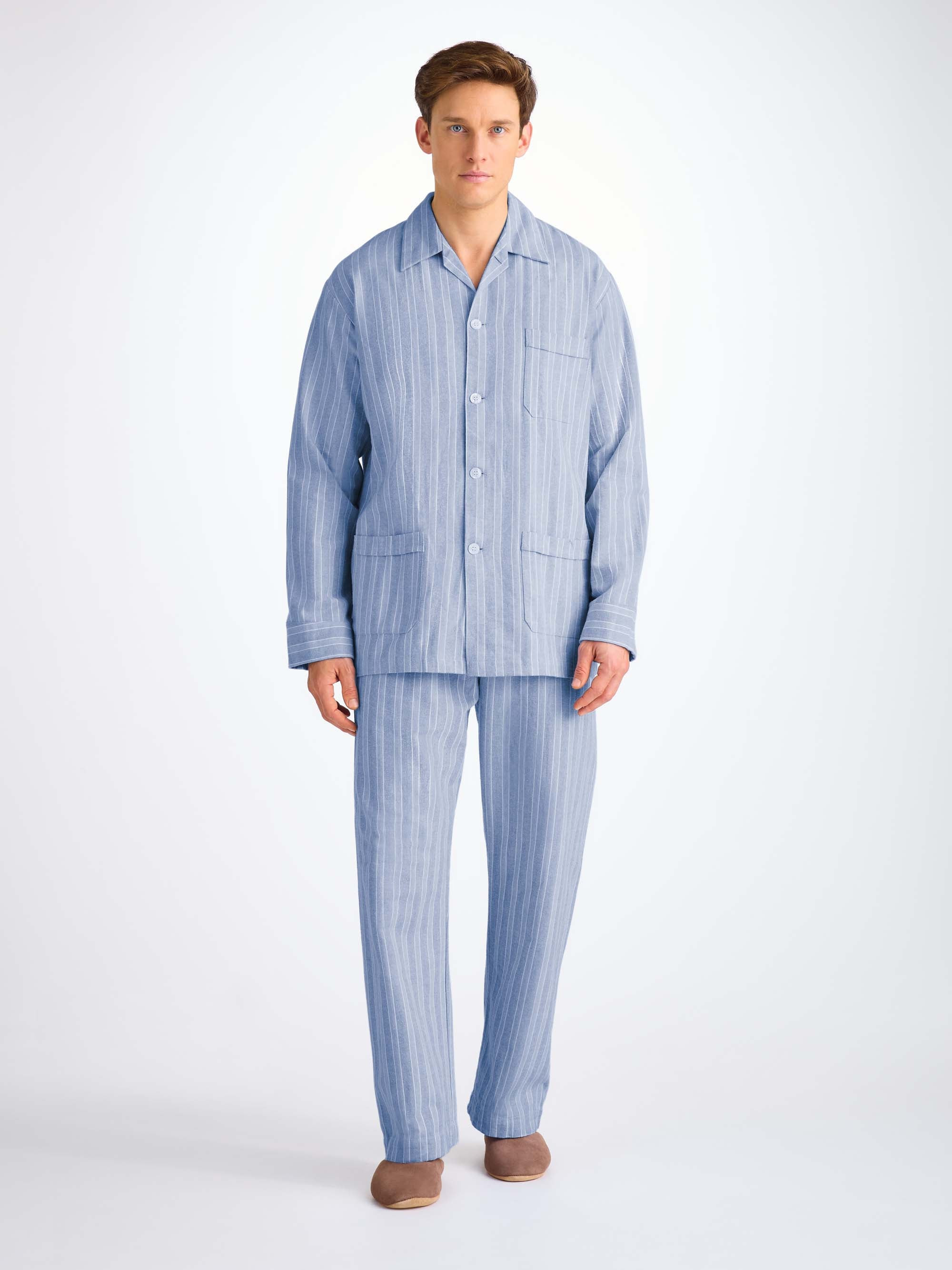 Men's Classic Fit Pyjamas Arran 20 Brushed Cotton Blue - 3