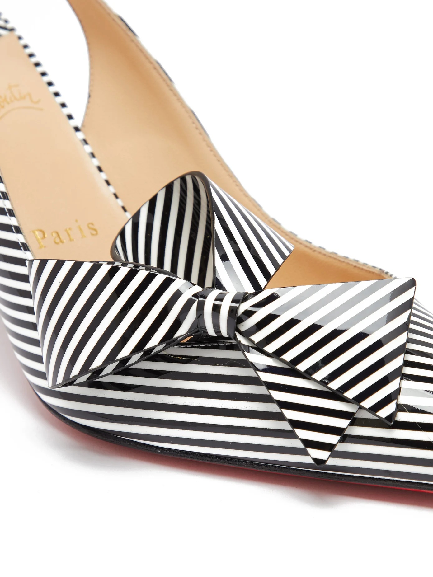 Clare Nodo 80 striped leather slingback pumps - 6