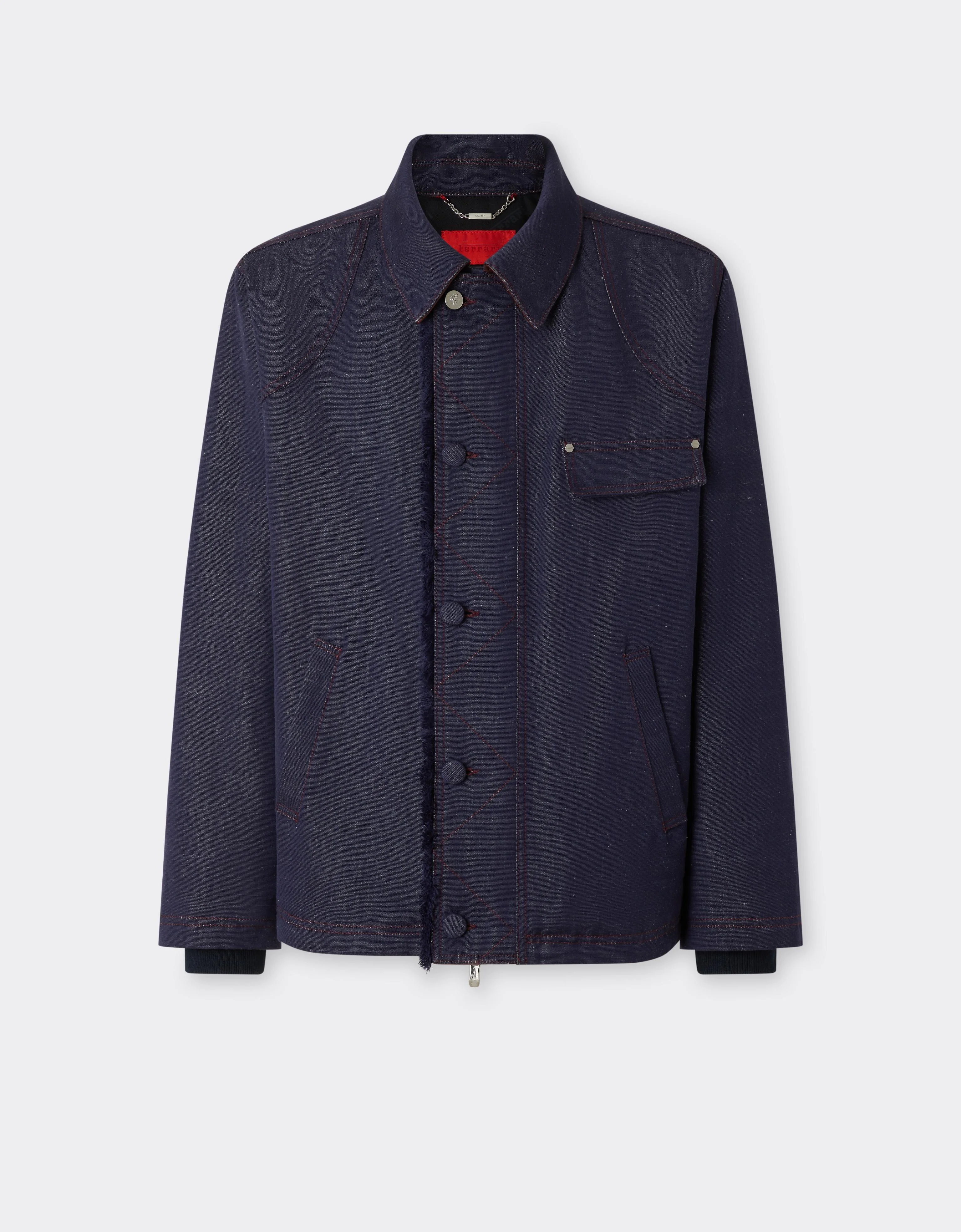 Denim Jacket with Faux Leather Details - 1
