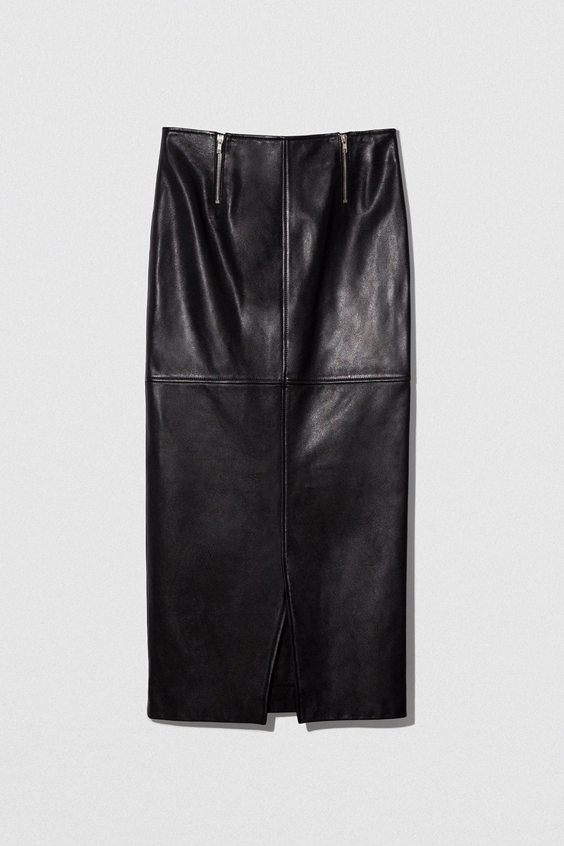 MILENA LONG SKIRT BLACK CALF NAPPA LEATHER 5