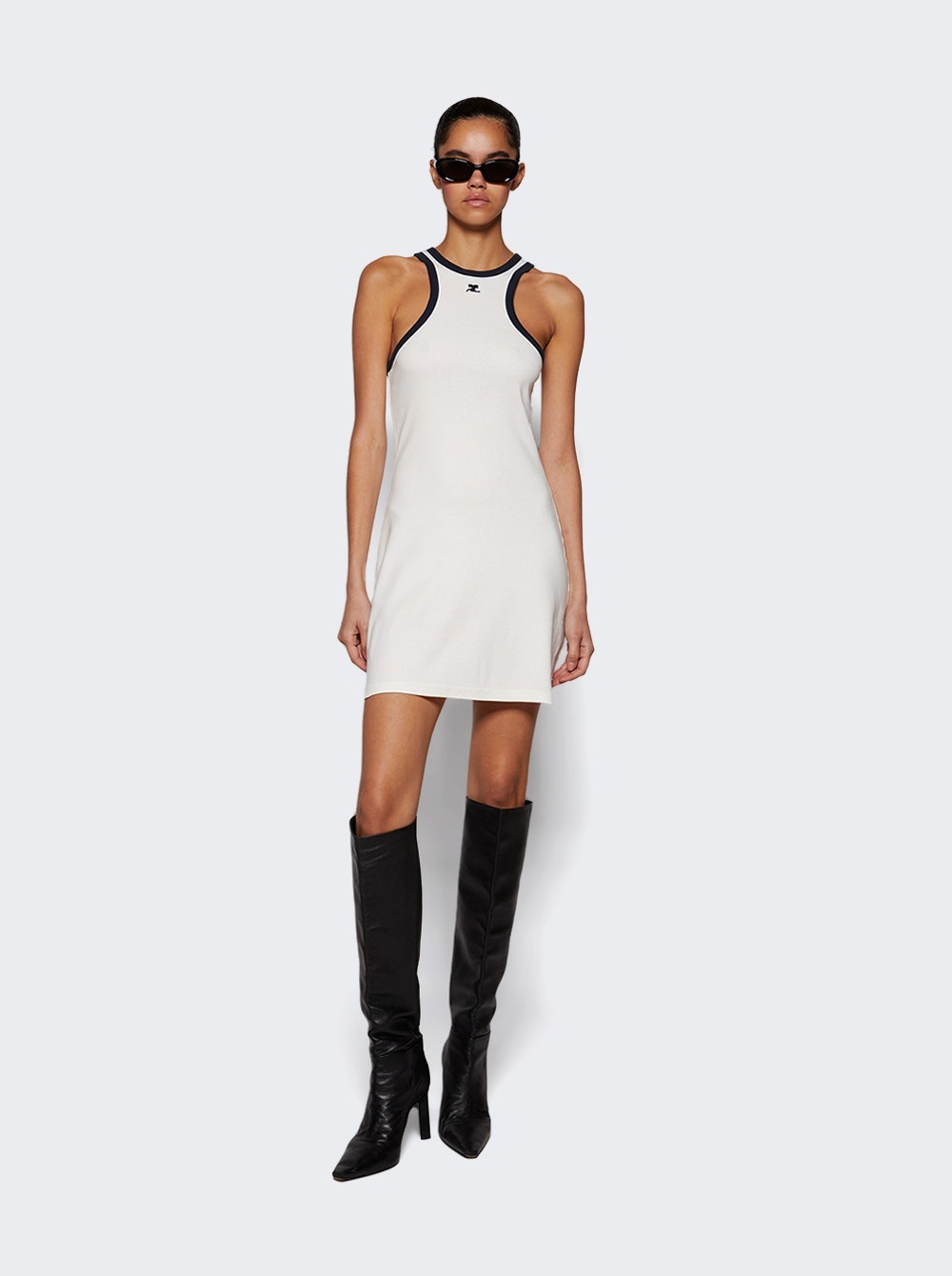 Contrast Scuba Mini Dress Blanc Heritage And Navy - 2