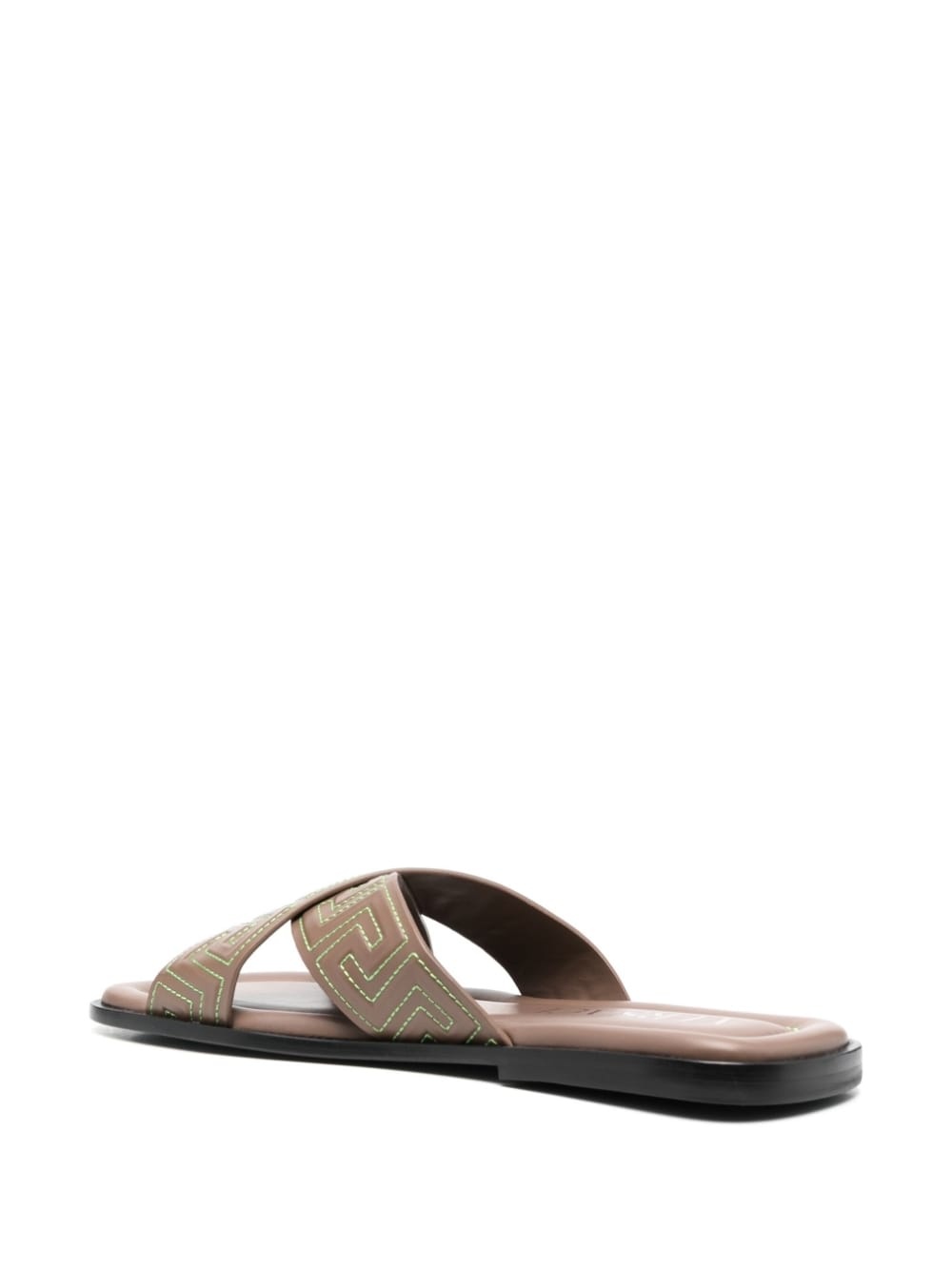 Greca-pattern open-toe slides - 3