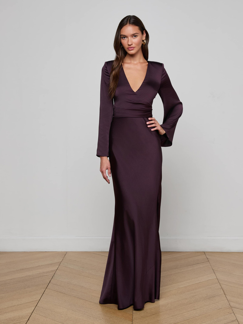 L'AGENCE Manon Satin Gown outlook