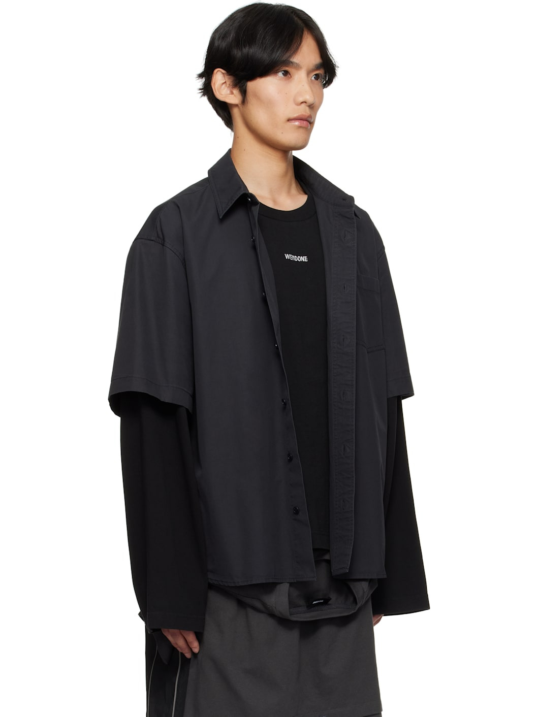 Gray & Black Logo Long-Sleeved Layered Shirt - 2