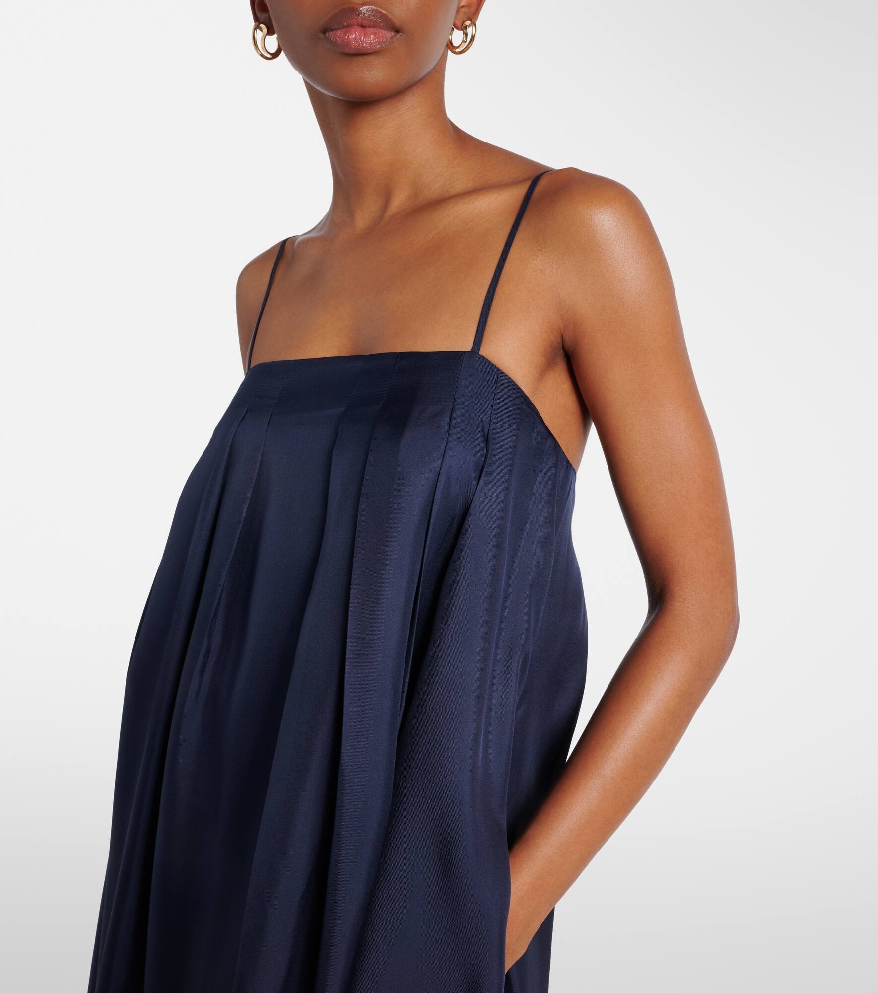 Heather pleated silk twill maxi dress - 4