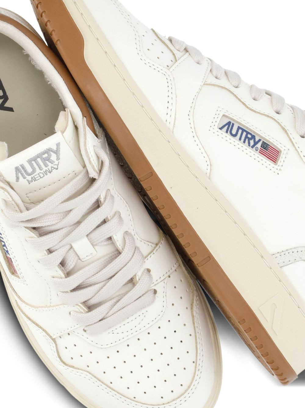perforated platform leather sneakers - 4