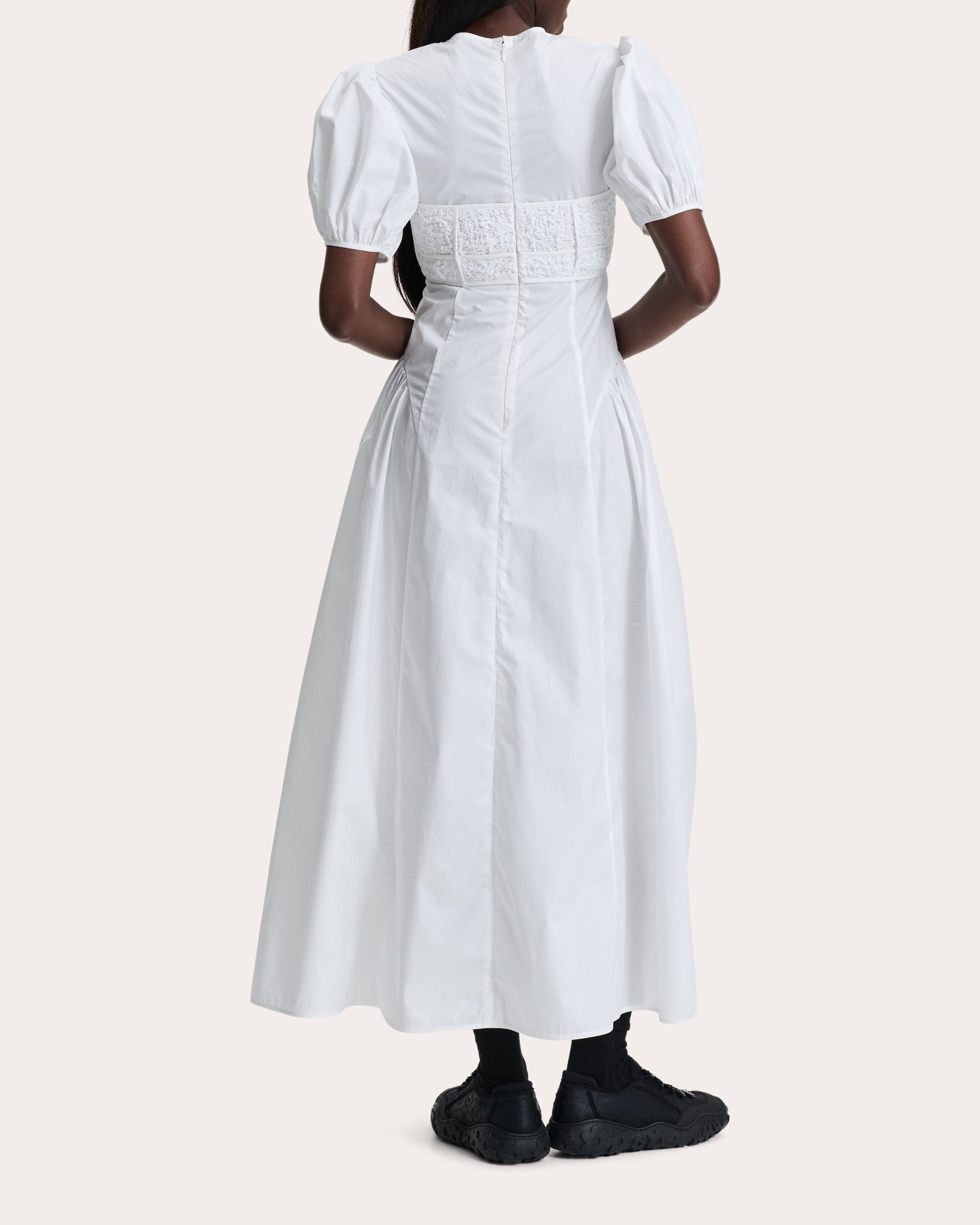 Clementine Cotton Bustier Gathered Puff-Sleeve Dress - 2