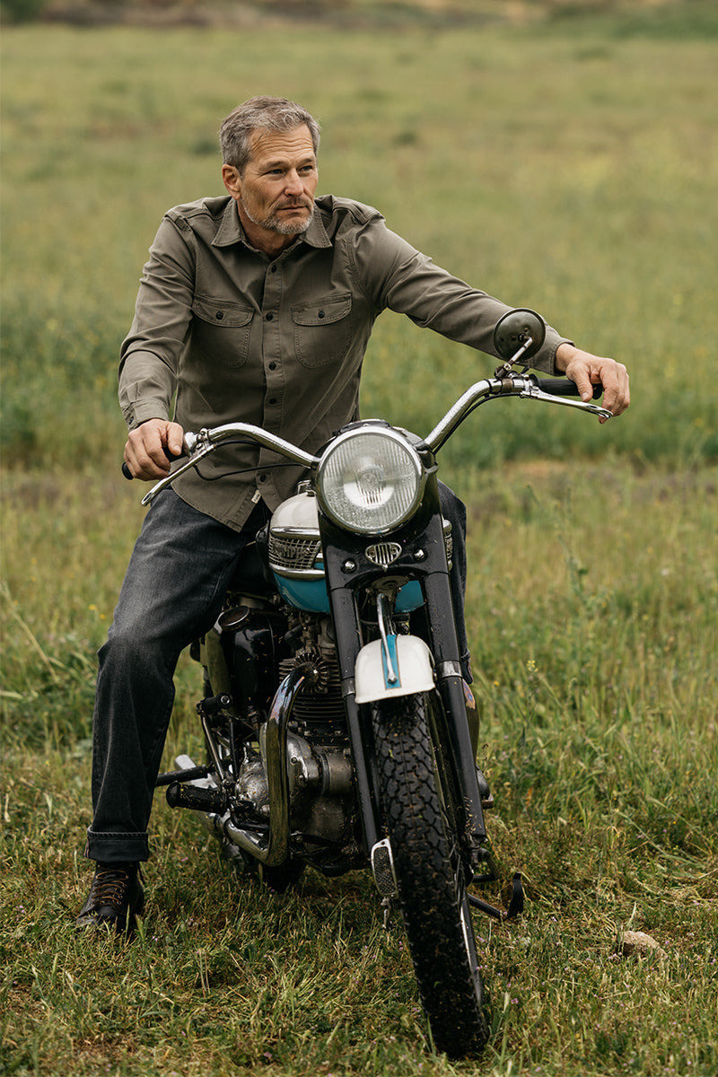 HIROSHI KATO The Brace Vintage Back Sateen - Sage Smoke outlook