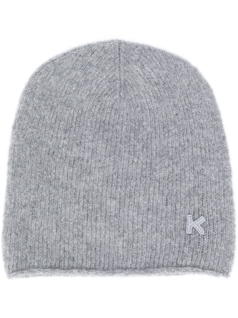 K-logo patch cashmere beanie - 1