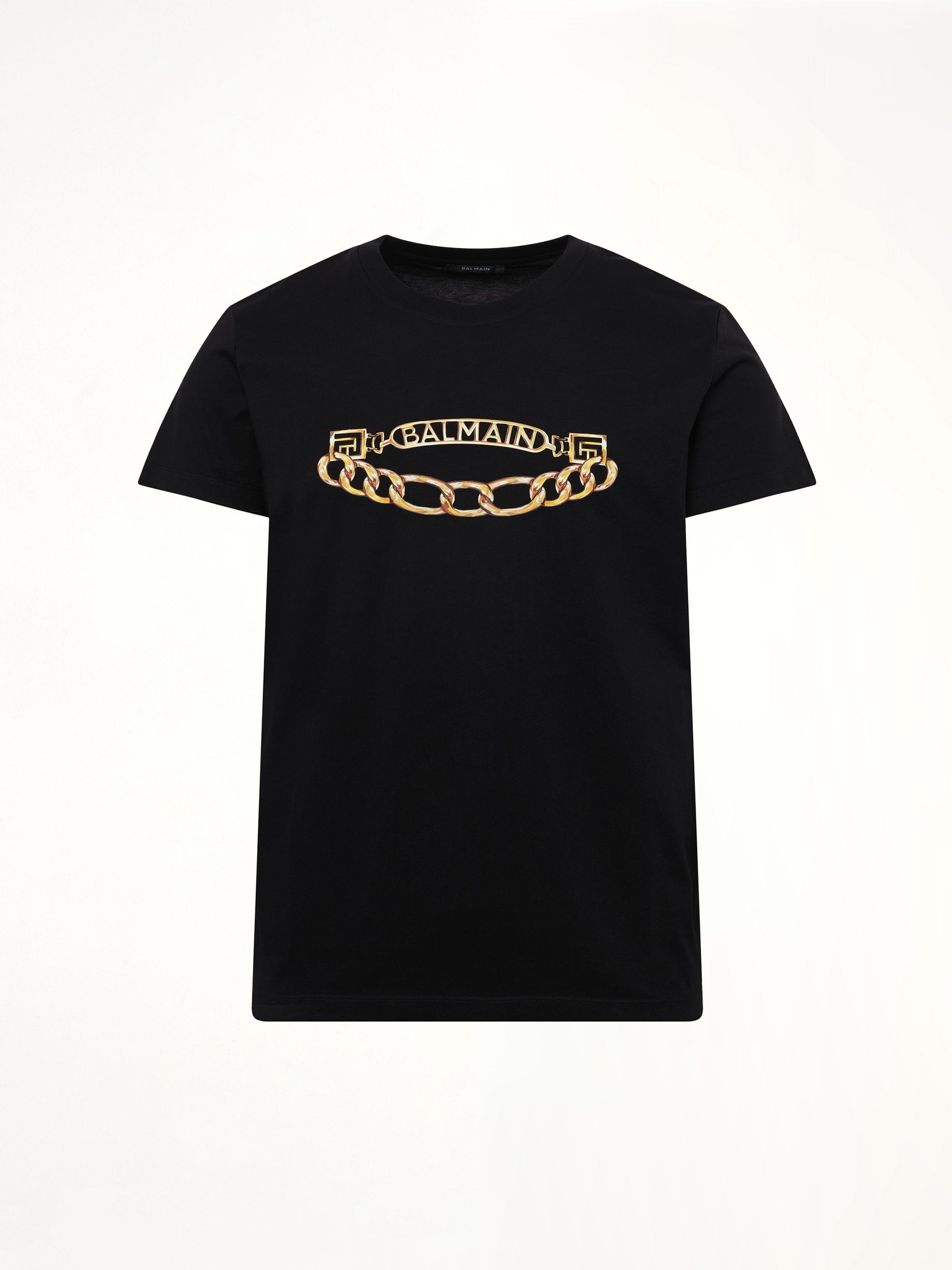 Balmain Chain Logo T-Shirt in Black/Gold - 2