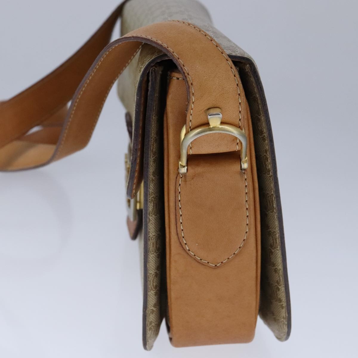 CELINE Macadam Canvas Shoulder Bag Pvc Beige Gold - 4