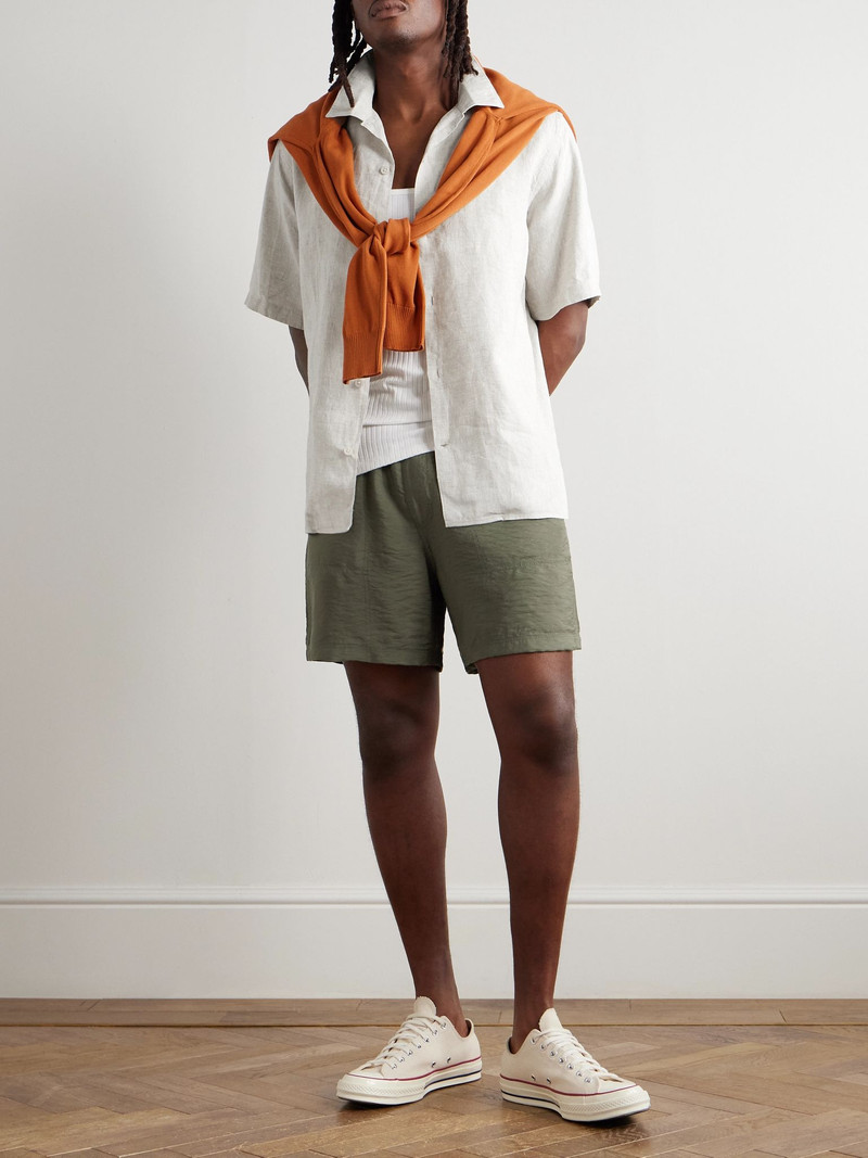 NN07 Ryder 5971 Straight-Leg Crinkled TENCEL™ Modal-Blend Drawstring Shorts Green outlook