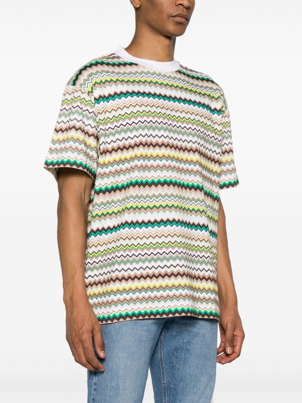 zigzag-print cotton T-shirt - 3