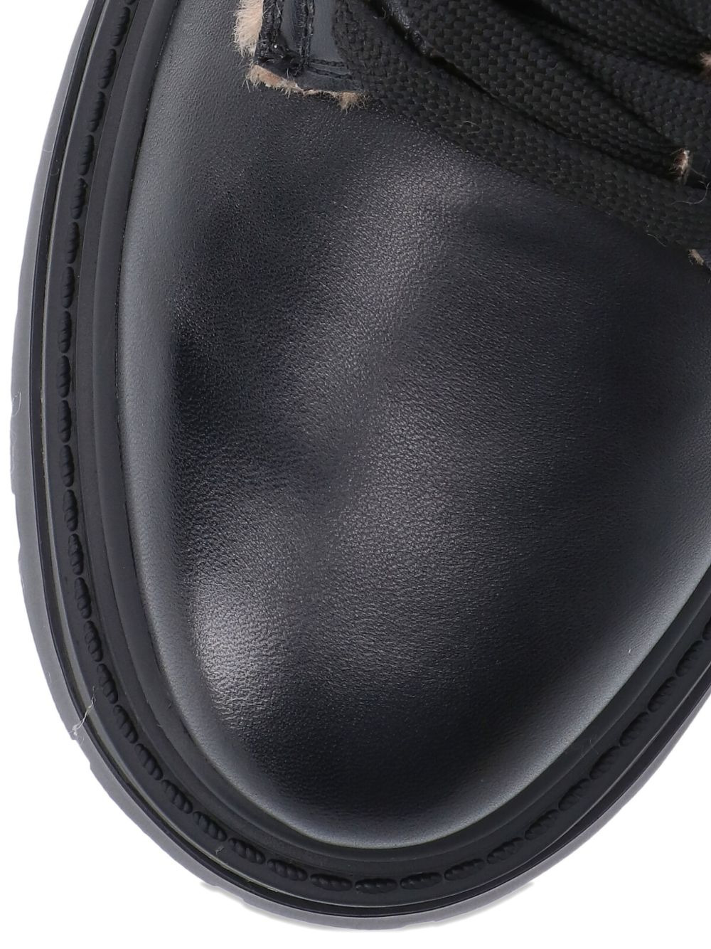 lace-up shearling trim boots - 5