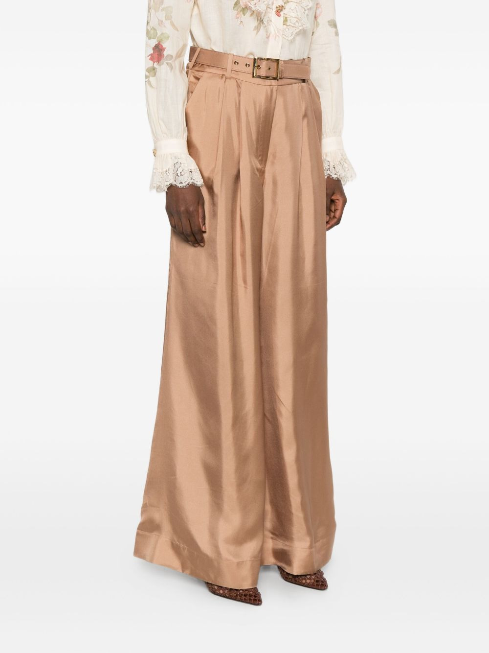 pleated belted trousers - 3