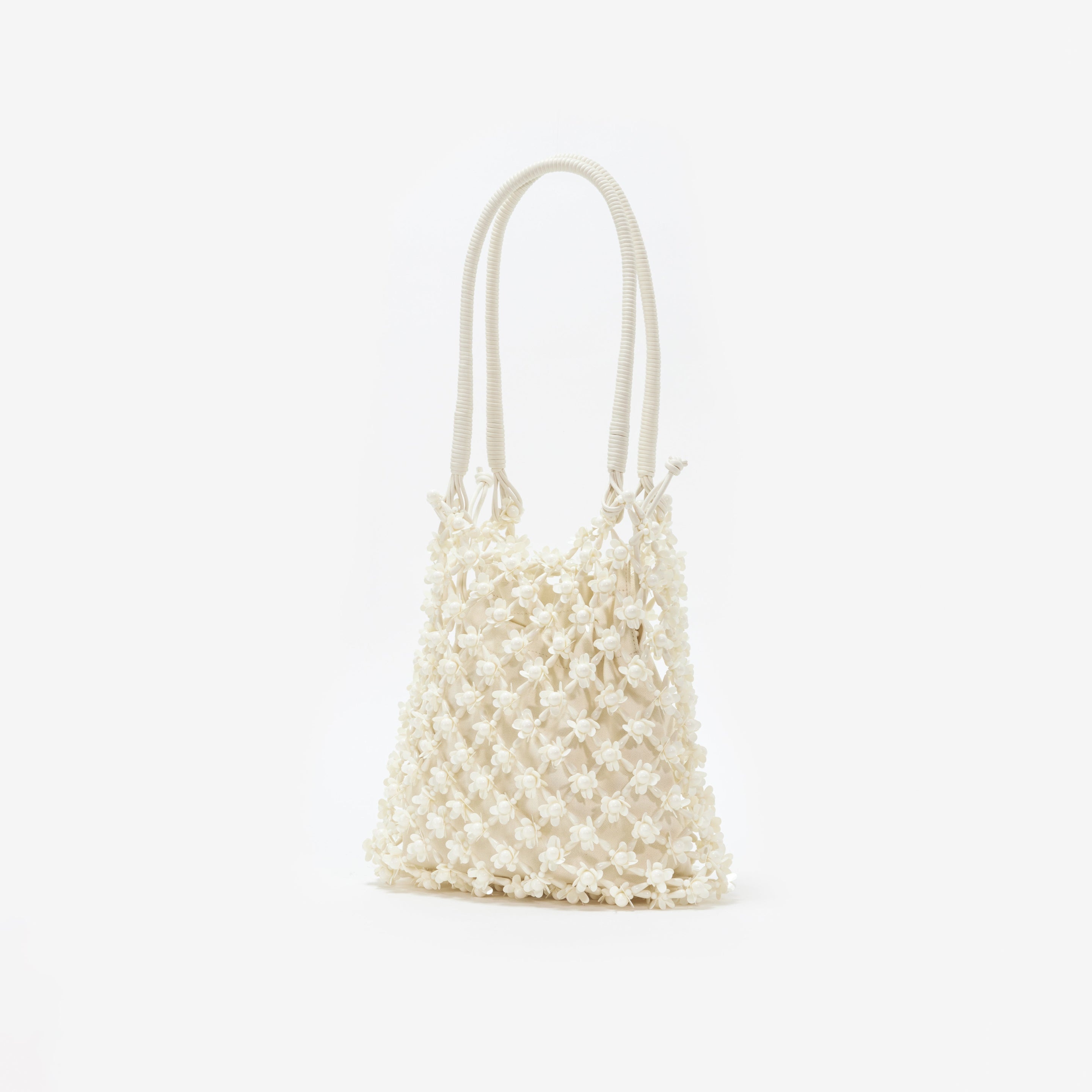 Cream Beaded Medium Tote - 2