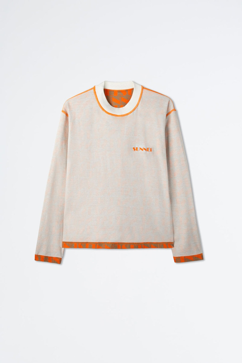 REVERSIBLE ORANGE & BEIGE LOGO LONG-SLEEVED T-SHIRT 6