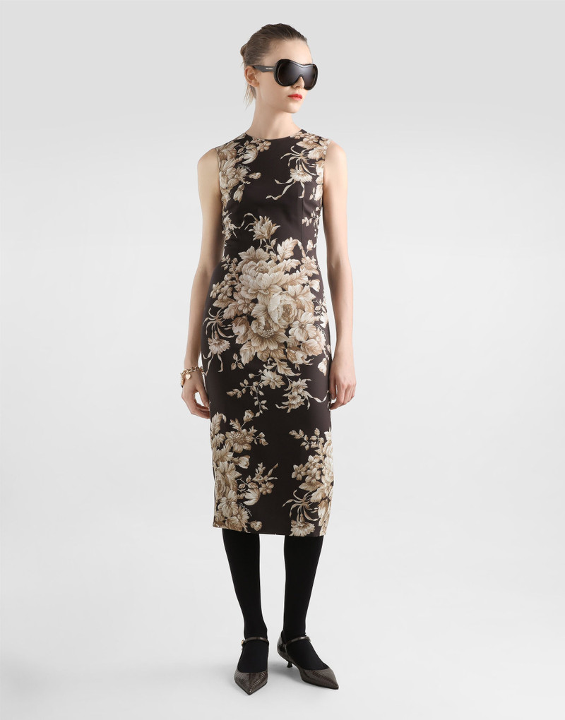 Dolce & Gabbana Rose-print charmeuse dress outlook