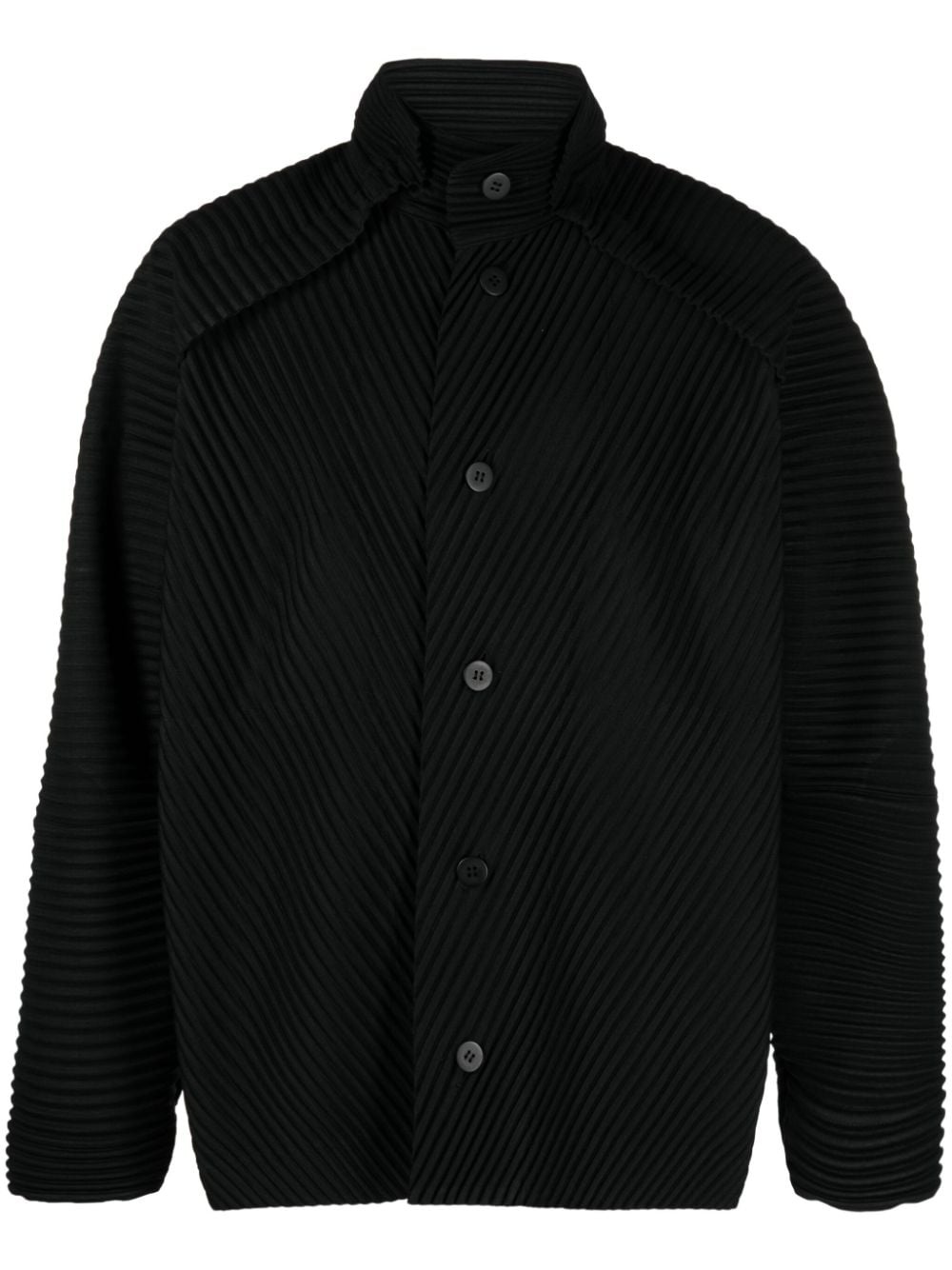 button-fastening pleated jacket - 1