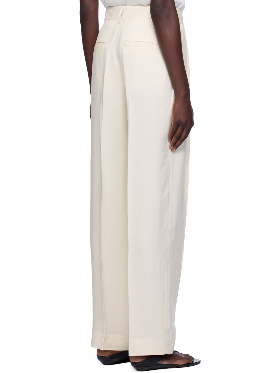 Beige Double-Pleat Fluid Trousers - 3