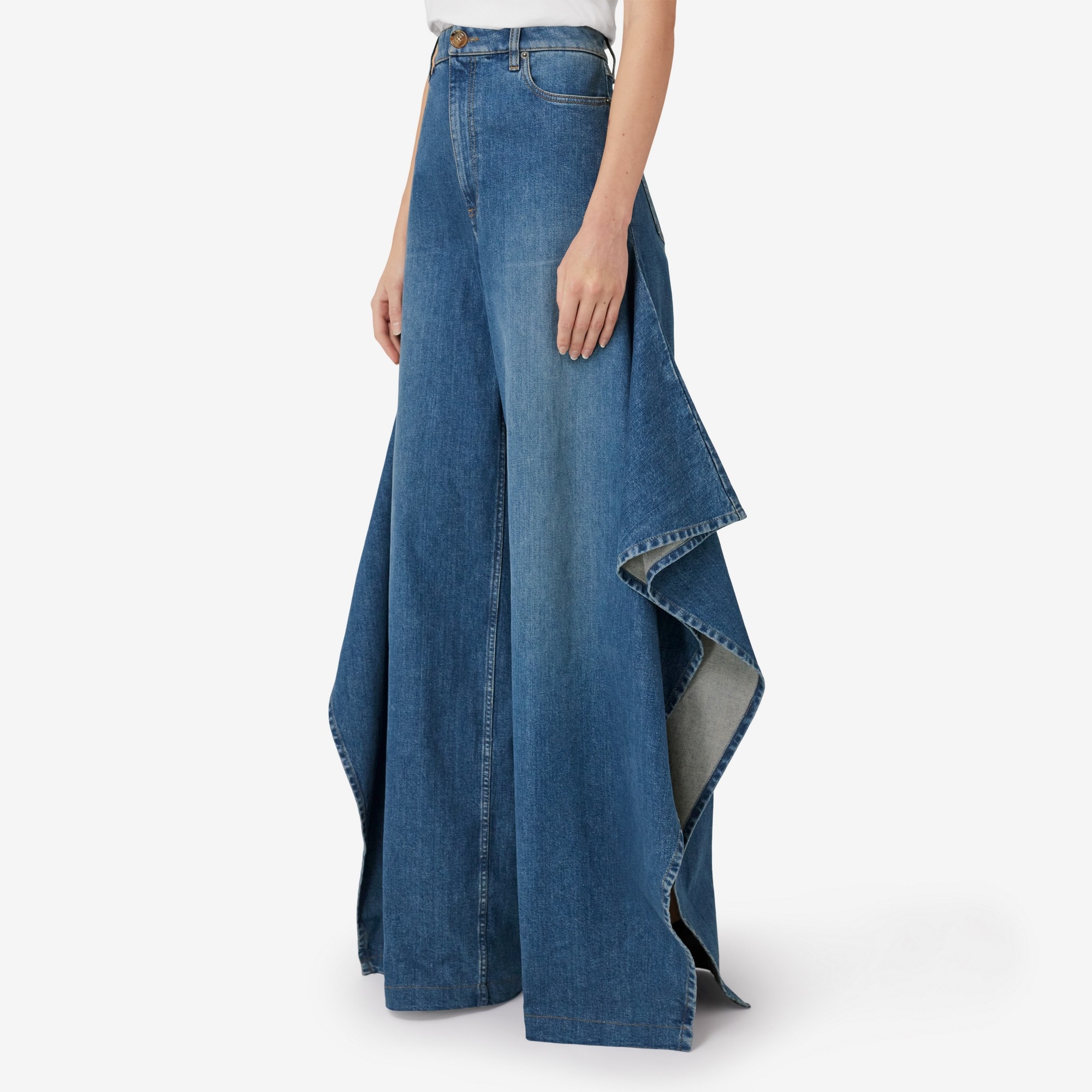 Stonewashed Denim Wide-leg Jeans - 4